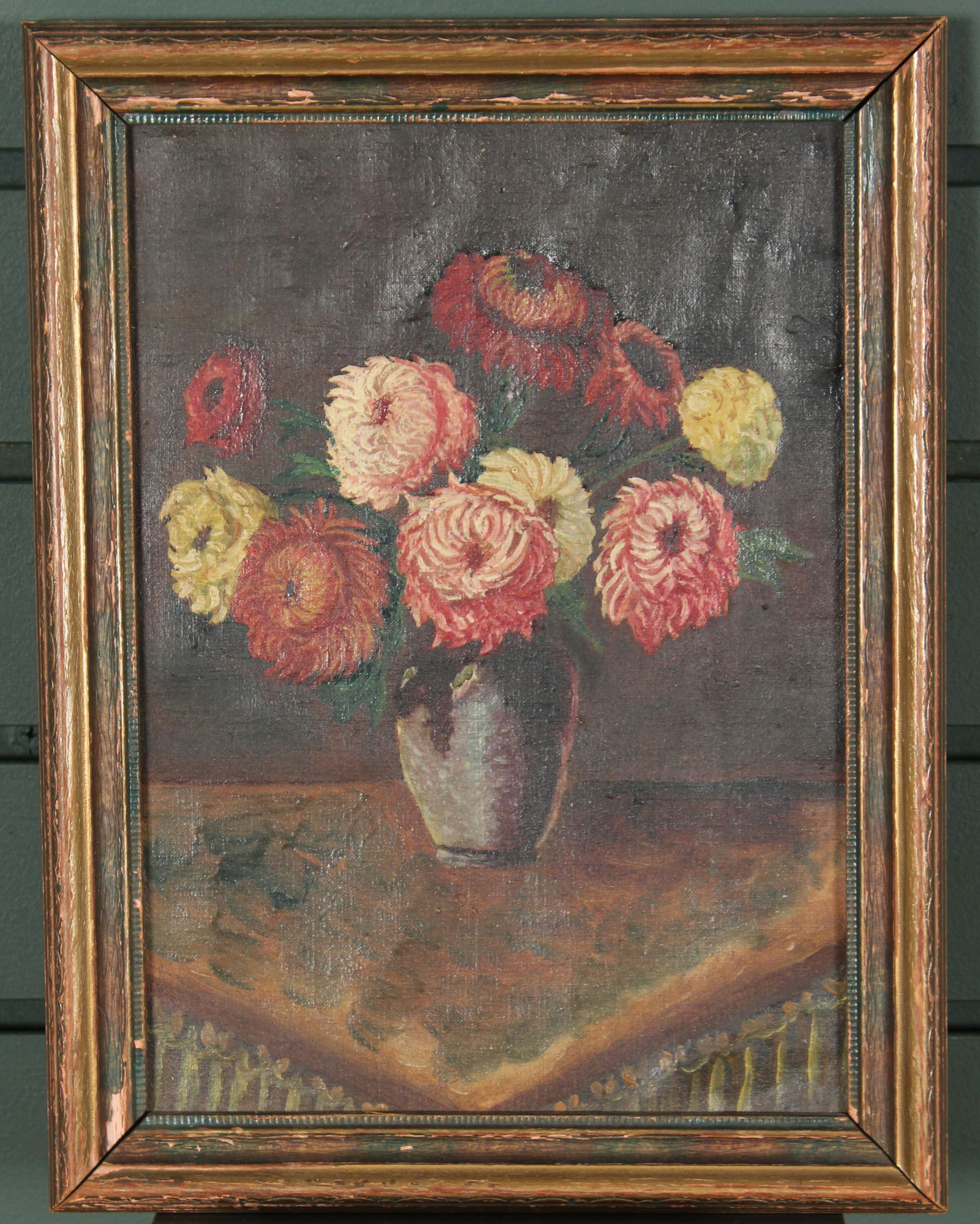 Naive Floral Still Life Signed Illegibly (1 of 6)
