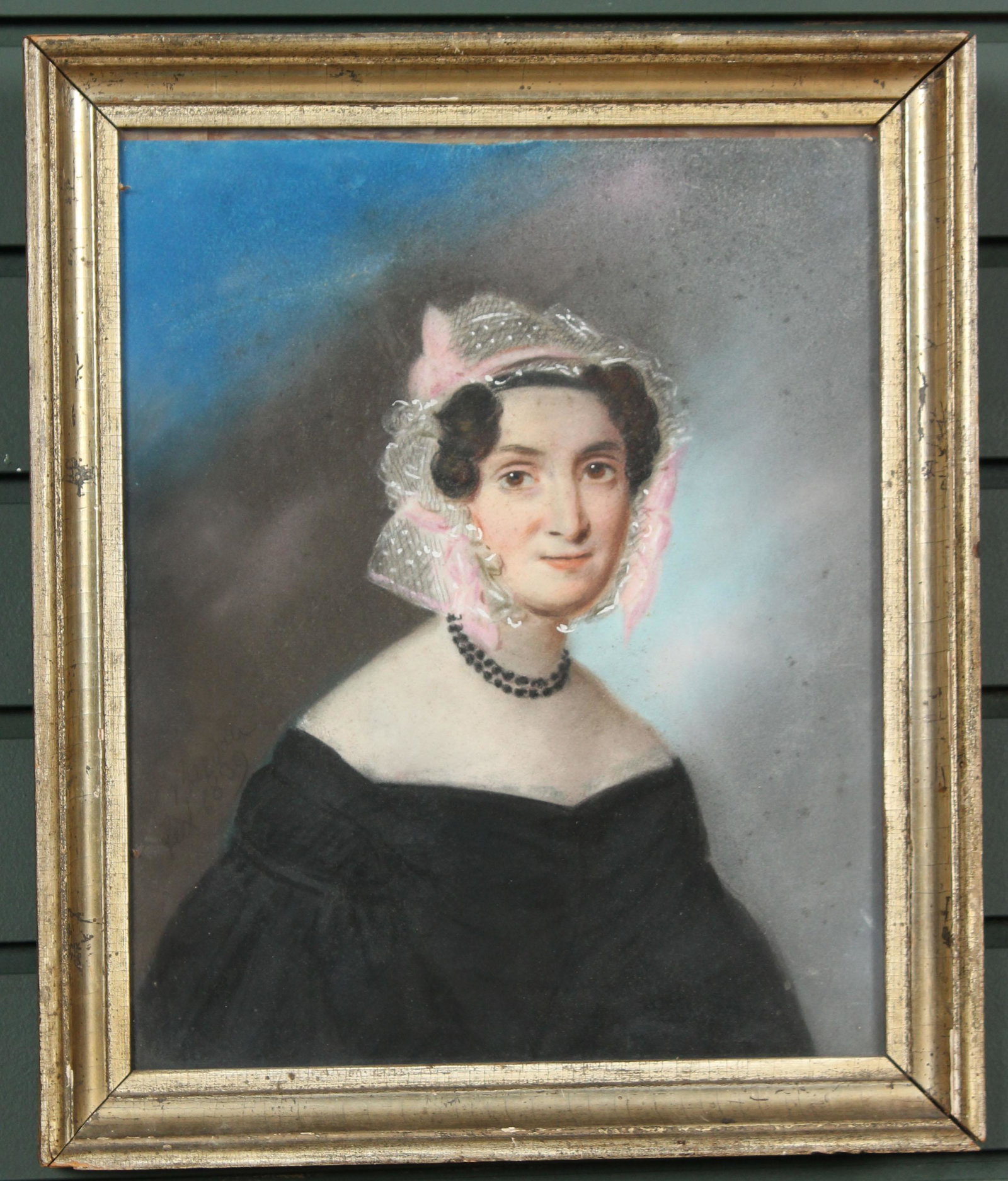 19th C Portrait of a Lady Dated 1839: 19th C Portrait of a Lady Dated 1839. Bearing a label for Healy Galleries, St. Louis on obverse. Size: Framed: 14" H x 12" W x 1.5" D; Sight: 11.5" H x 9.5" W Provenance: Production of â€œDickinso