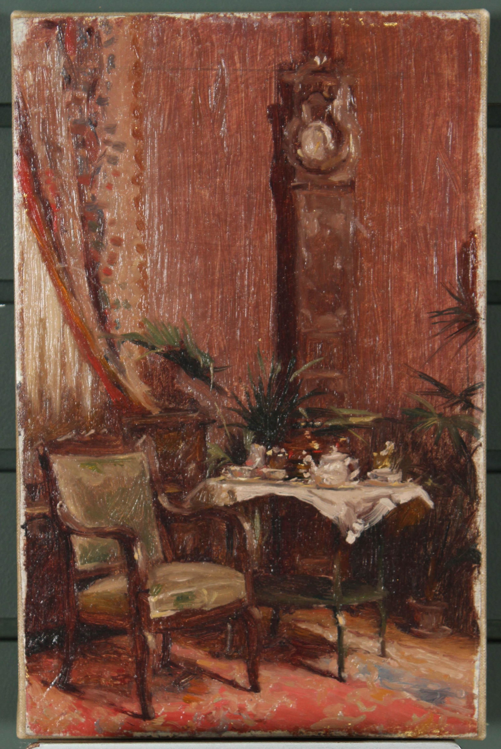 Minerva J. Chapman (1858-1947, American) Interior: Minerva J. Chapman (1858-1947, American) Interior Scene Painting. Bearing a Garzoli Gallery Label. Size: 12" H x 8" W x 1.5" D Provenance: Production of â€œDickinson”