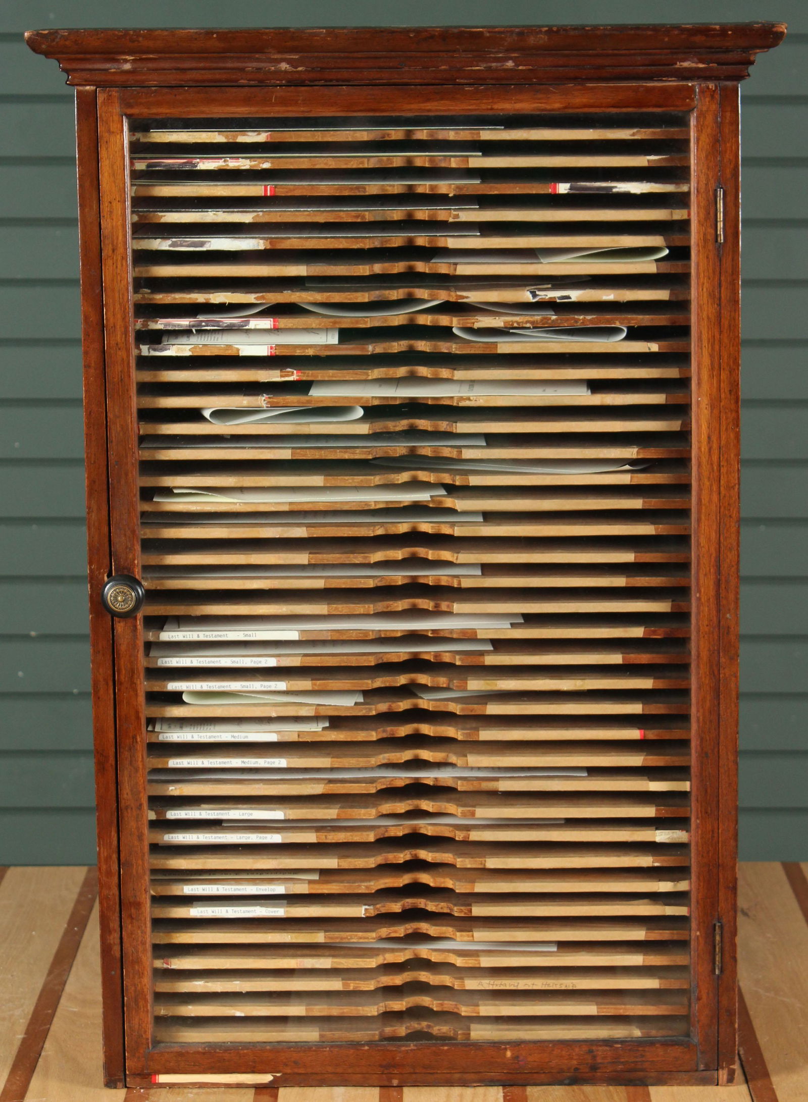 Wood and Glass Desktop Document Cabinet (1 of 7)