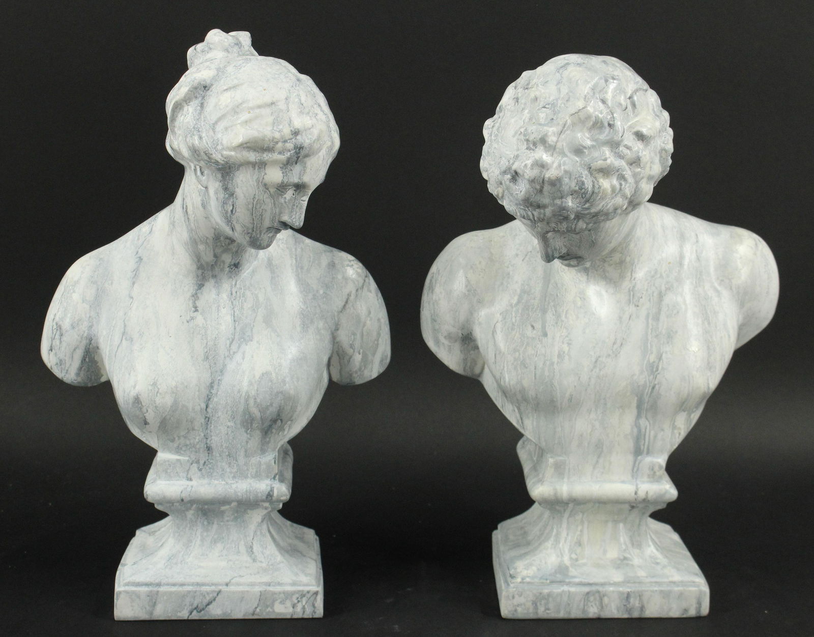 2 Faux Marble Painted Plaster Portrait Busts (1 of 6)