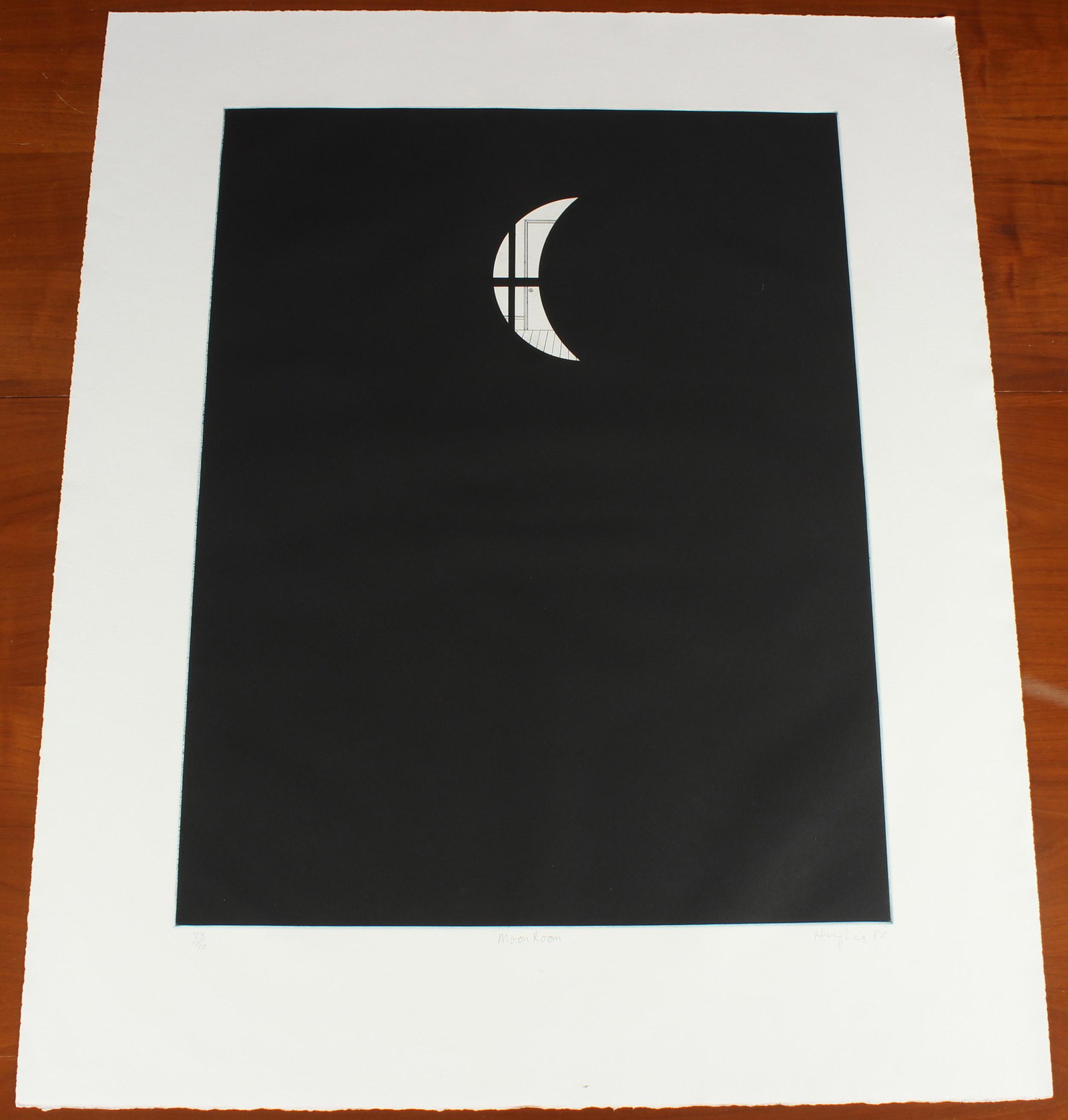 Patrick Hughes - Moon Room 1980 Lithograph, 73/90: Patrick Hughes (English, b.1939) - Moon Room 1980 Lithograph, 73/90. Pencil signed. Size: 35.75" H x 29.25" W