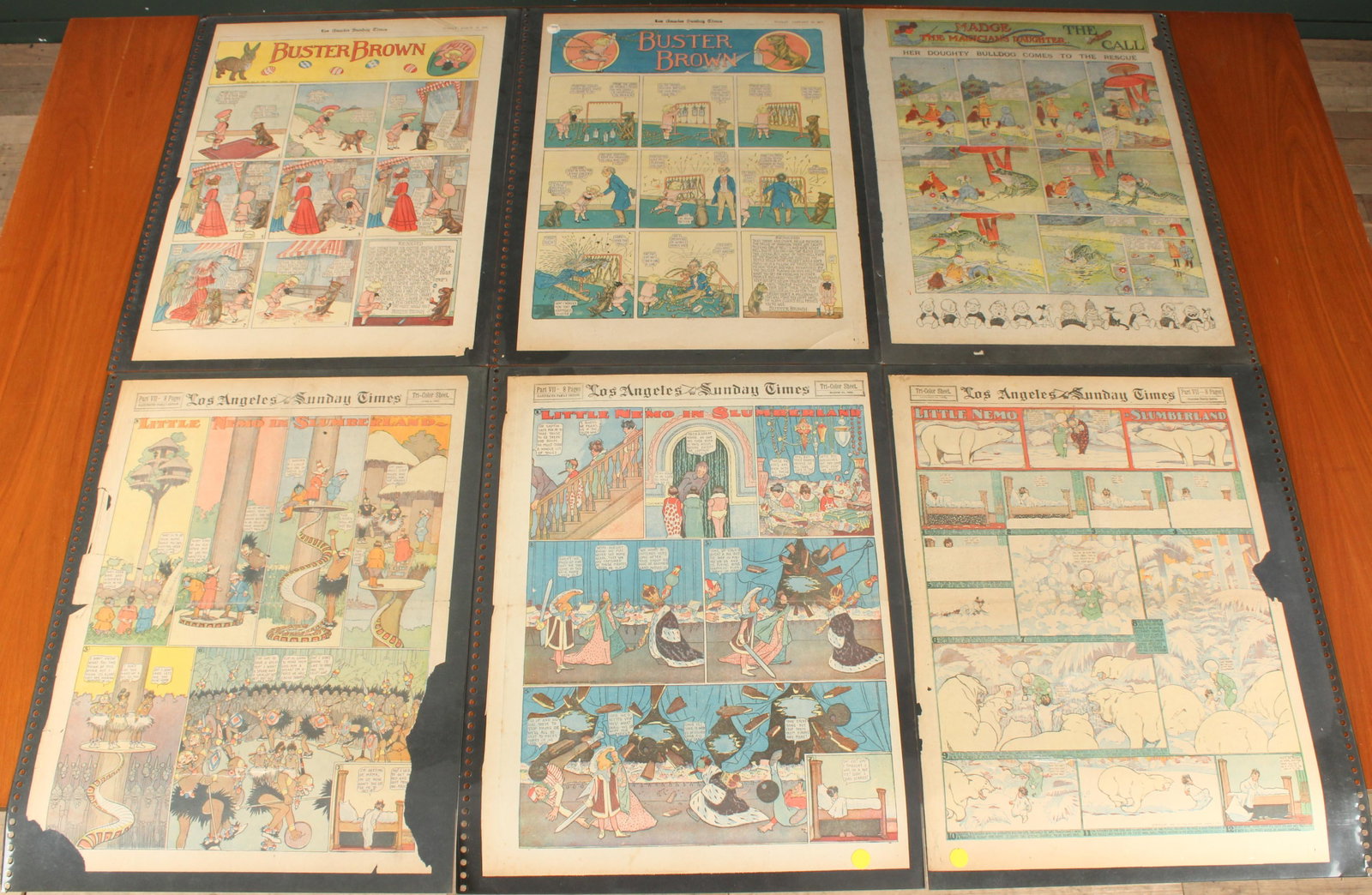 6 Early 1900's Sunday Comics, 1905-1907: 6 Early 1900's Sunday Comics, 1905-1907. Including Little Nemo and Buster Brown. The Los Angeles Sunday Times. Size: 23" H x 17" W