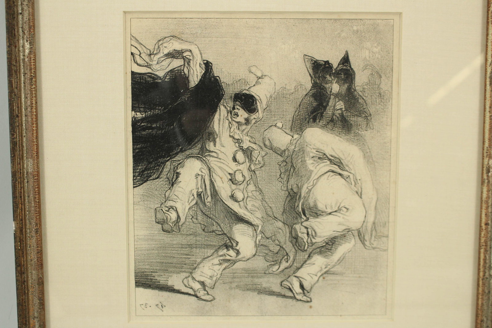 Early Pierrot Dry Point Etching: Early Pierrot Dry Point Etching. Size: 14"H x 13"W x .75"D Sight: 8"H x 7"W