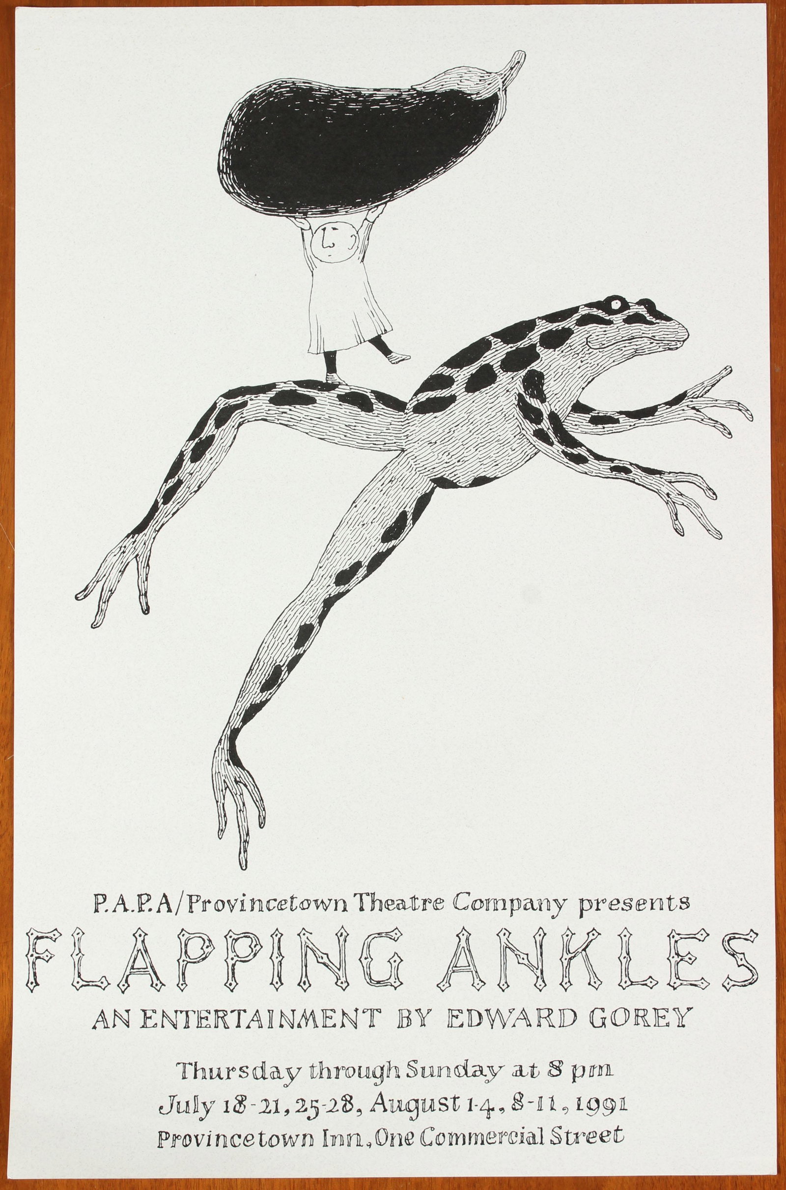 Edward Gorey, Flapping Ankles Poster, 1991: Edward Gorey, Flapping Ankles Poster, 1991. Provincetown Theater Co. Size: 17" H x 11" W