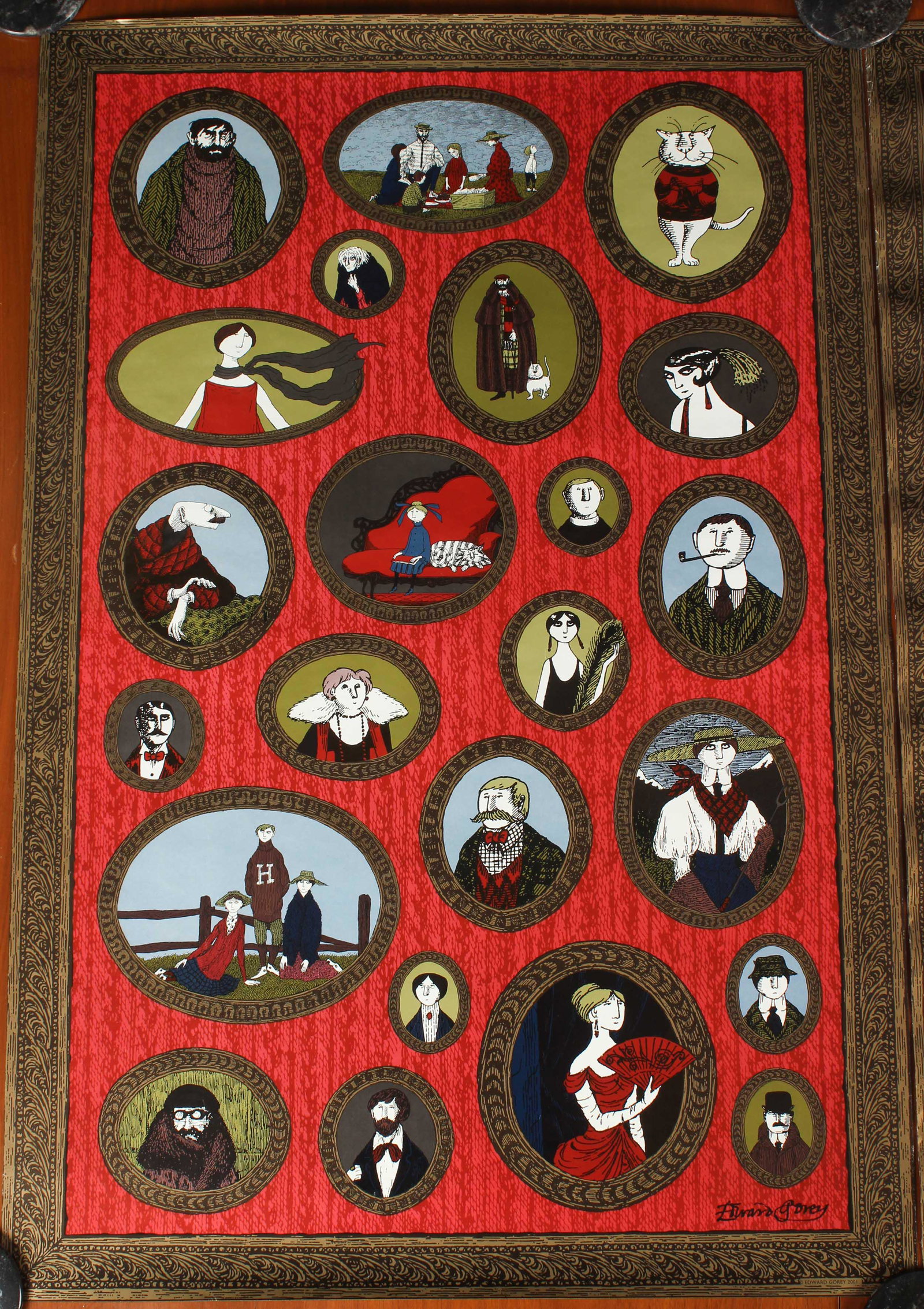 3 Gorey Salon Style Cast of Characters Posters: 3 Gorey Salon Style Cast of Characters Posters. 2001. Size: 30" H x 20" W