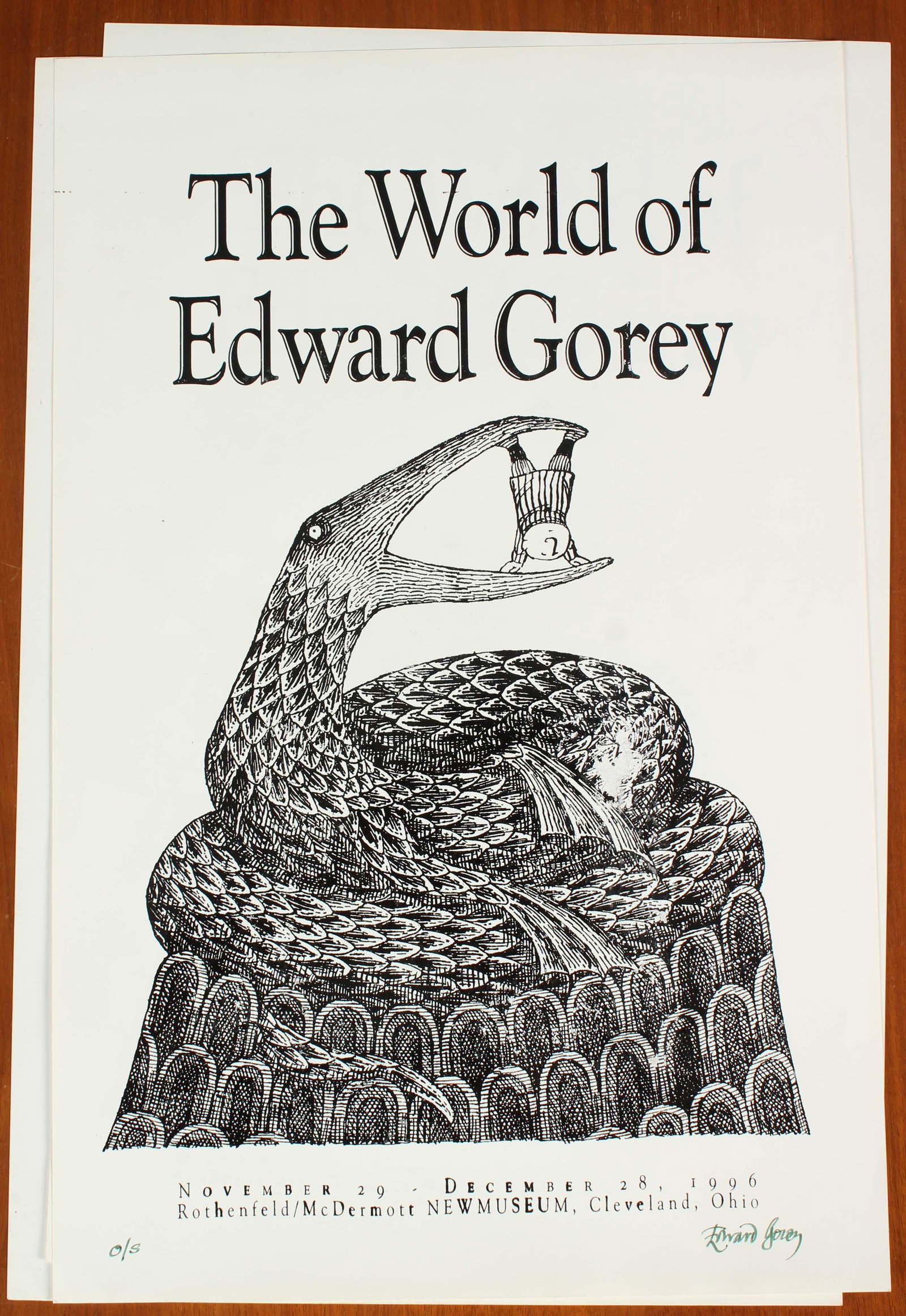 The World of Edward Gorey, Signed: The World of Edward Gorey, Signed. Out of series. Size: 17" H x 11" W. Condition note: 2 pages are stuck together and should not be separated so as to avoid damaged.
