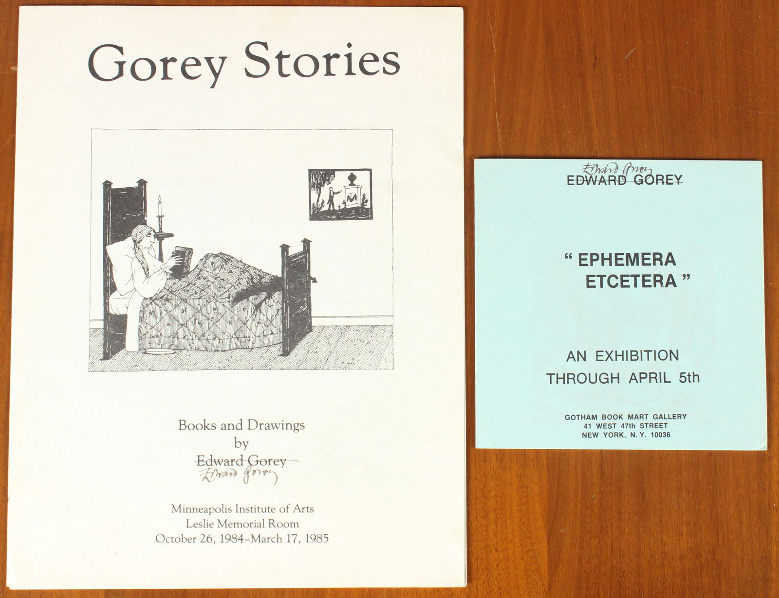 E. Gorey Ephemera- 2 Exhibition Programs Signed (1 of 9)