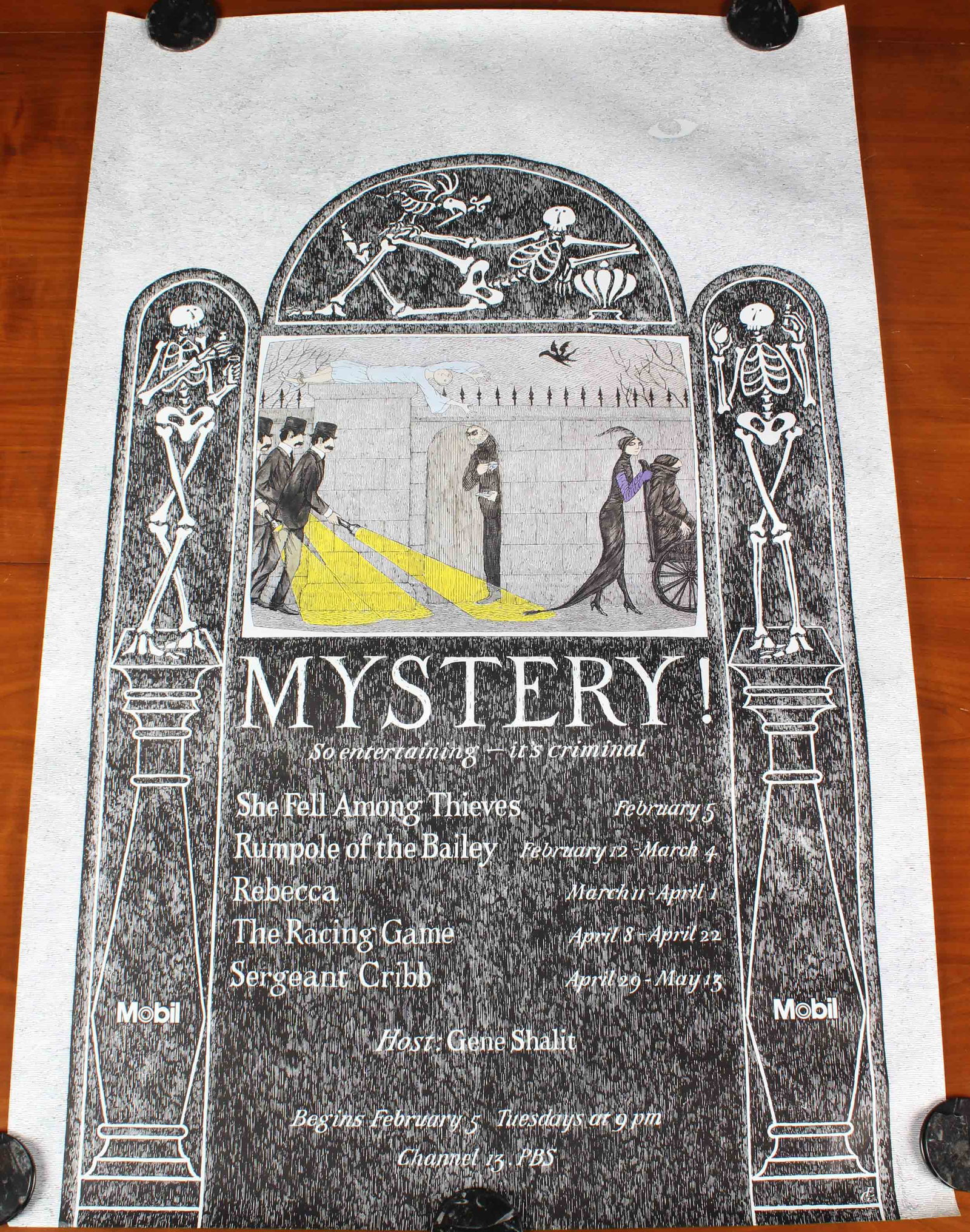 Edward Gorey, Mystery! Poster, Mobil, PBS, Signed (1 of 6)