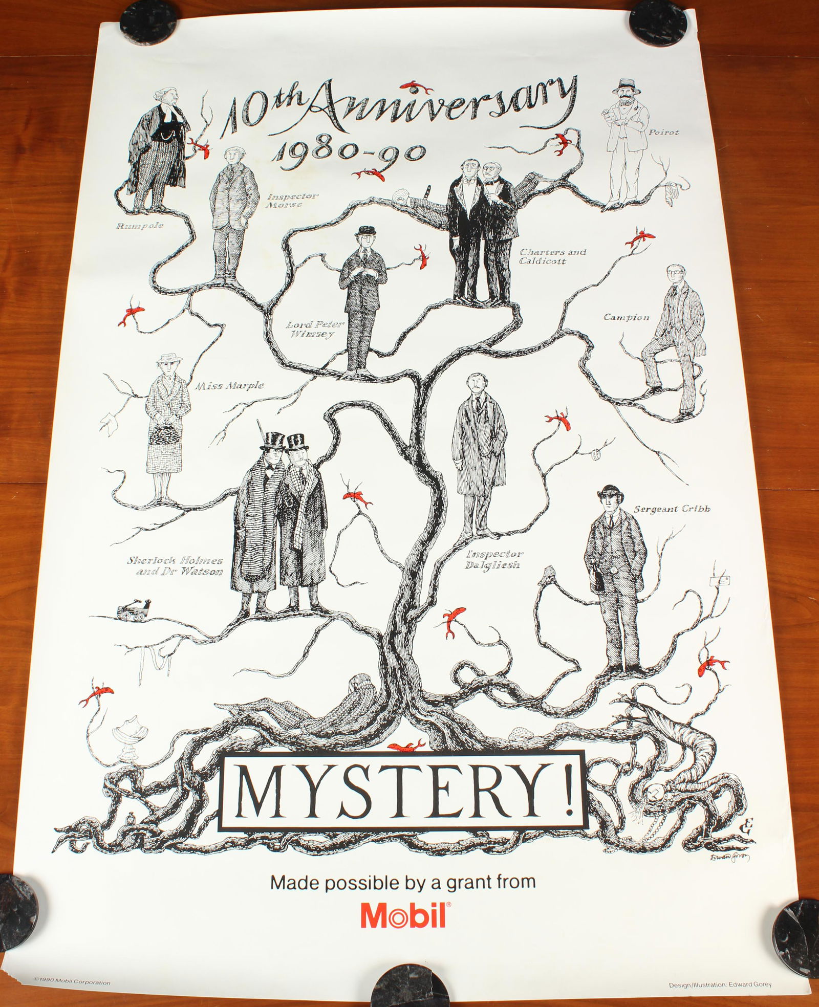 E. Gorey, 10th Anniversary Mystery! Poster, Signed (1 of 5)