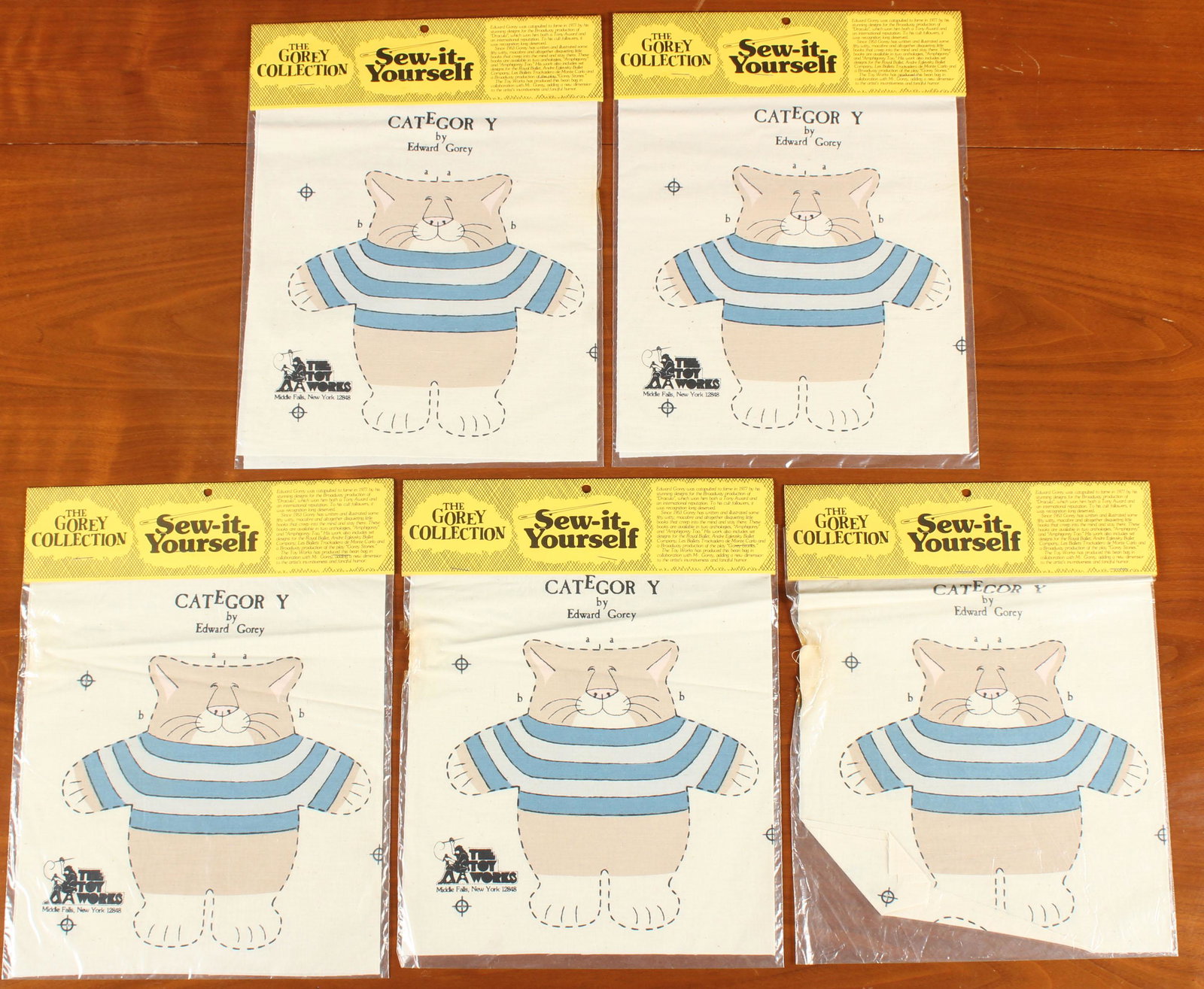 5 Categorey Sew-It-Yourself Kits, The Toy Works: 5 Edward Gorey, Categorey Sew-It-Yourself Kits, The Toy Works, 1978. Size: 12.5" H x 9.5" W