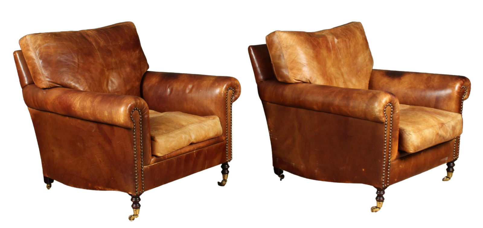 Pair Labeled George Smith Leather Club Chairs (1 of 7)