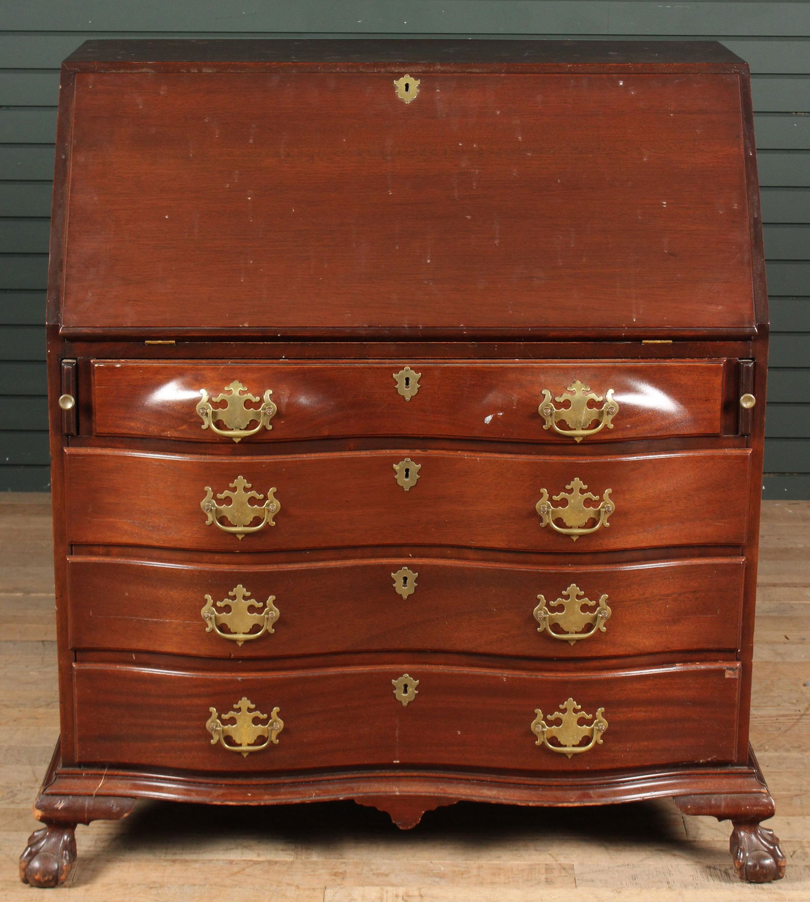 Antique Claw Foot Serpentine Front Secretary (1 of 8)