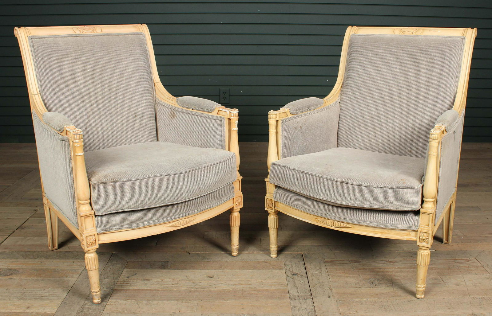 Pair Louis XVI Style Bergeres (1 of 9)