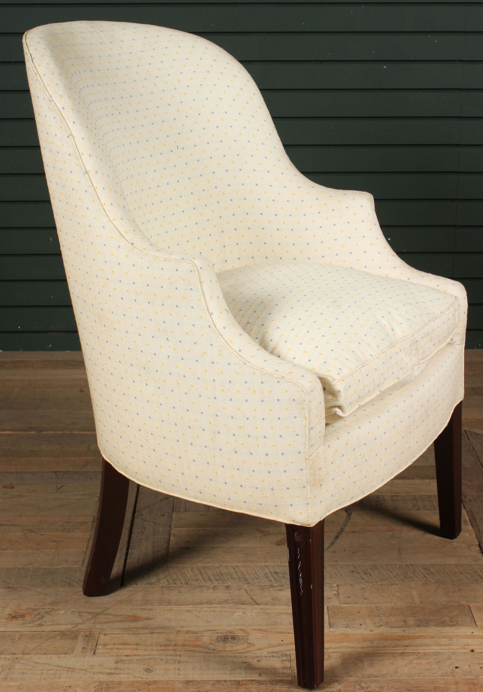 Antique English Upholstered Barrel-back Armchair (1 of 6)