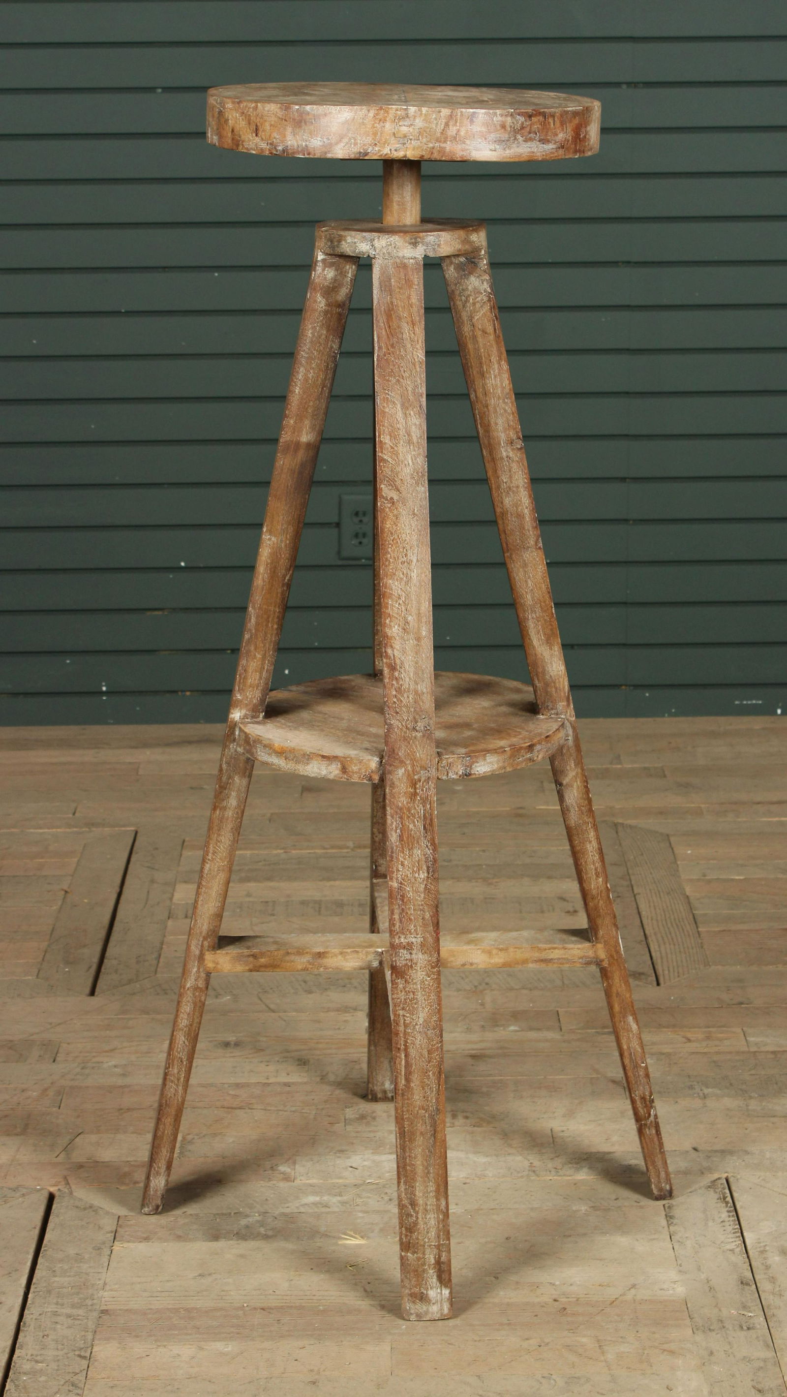 Distressed Finish Rotating Top Sculpture Stand (1 of 5)