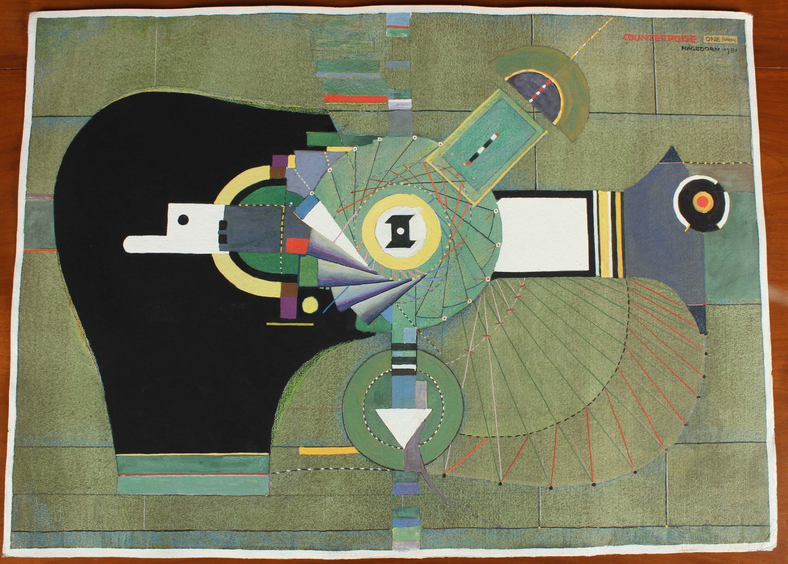 Karl Hagedorn - Counterpoise, 1981: Karl Hagedorn (1922-2005) - Counterpoise, 1981. Mixed media on paper. Size: 22" H x 30" W