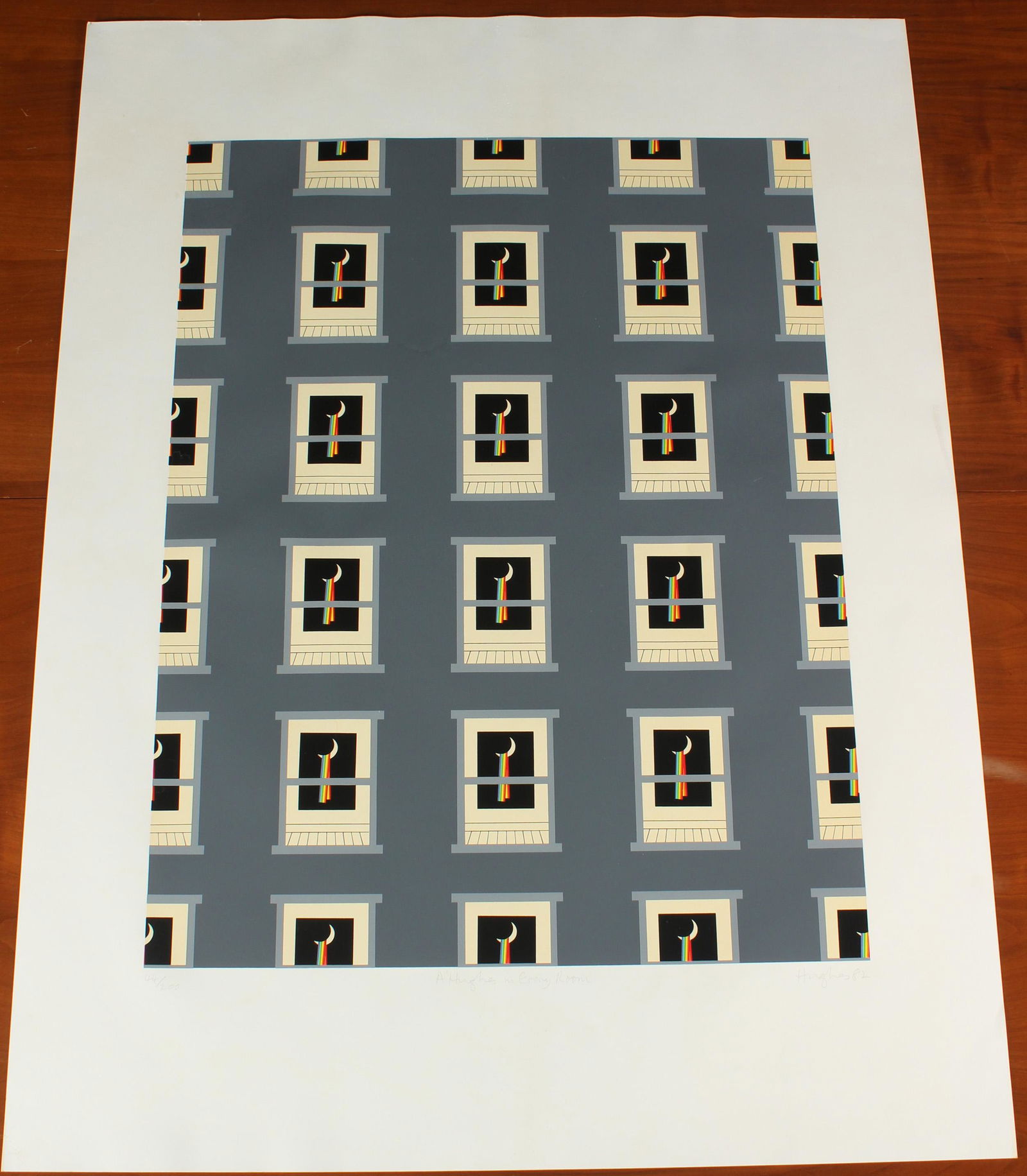 Patrick Hughes - A Hughes in Every Room 1982: Patrick Hughes (English, b.1939) - A Hughes in Every Room 1982. Pencil signed and numbered 44/200. Size: 39.75" H x 30" W