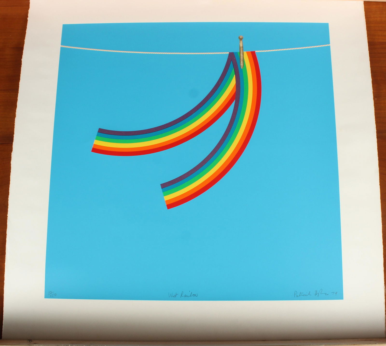 Patrick Hughes - Wet Rainbow 1979 Litho, 10/150: Patrick Hughes(English, b.1939) - Wet Rainbow 1979 Litho, 10/150. Pencil signed. Size: 29" H x 30" W