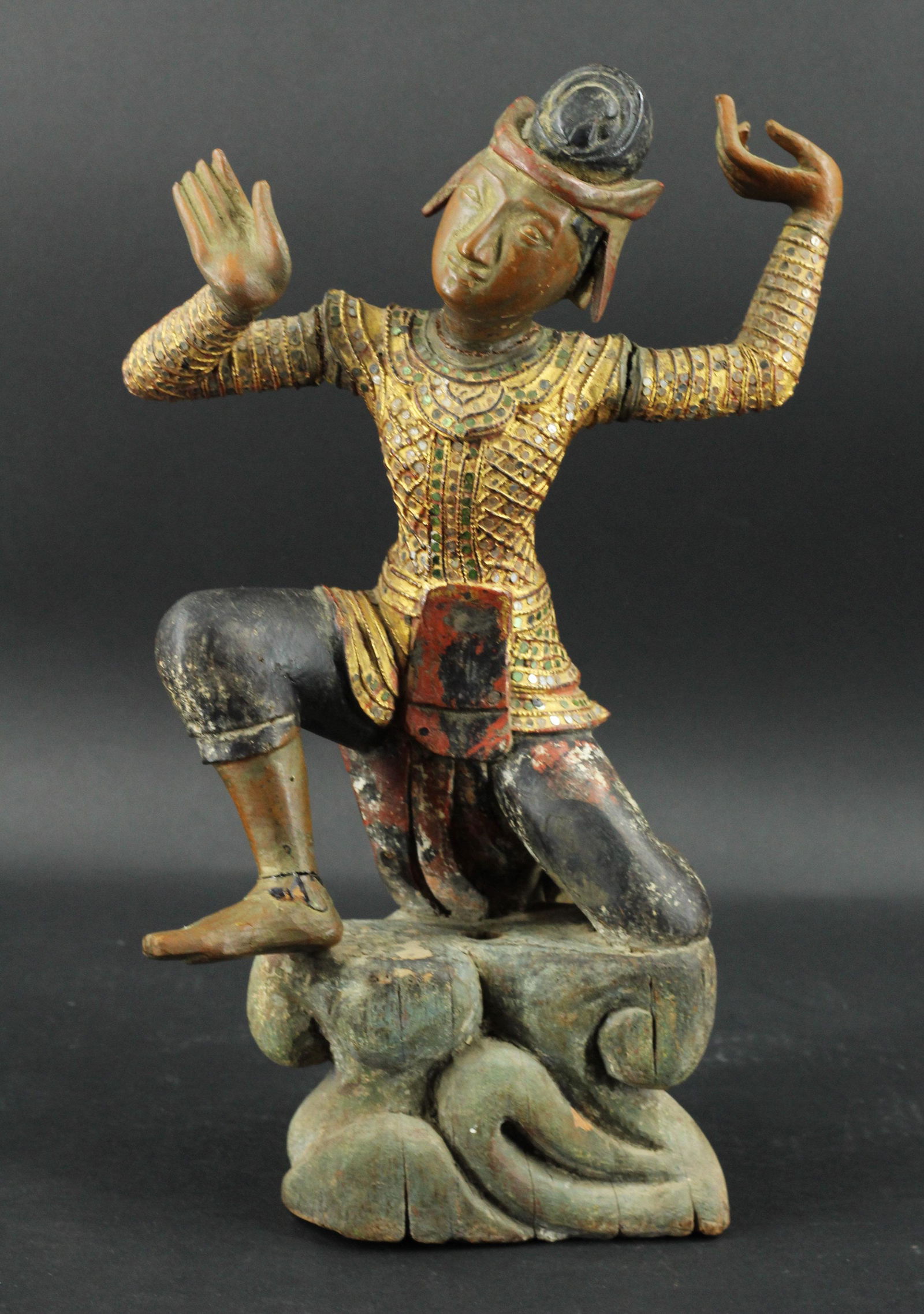Vintage Figural Carved Wood Thai Dancer (1 of 11)