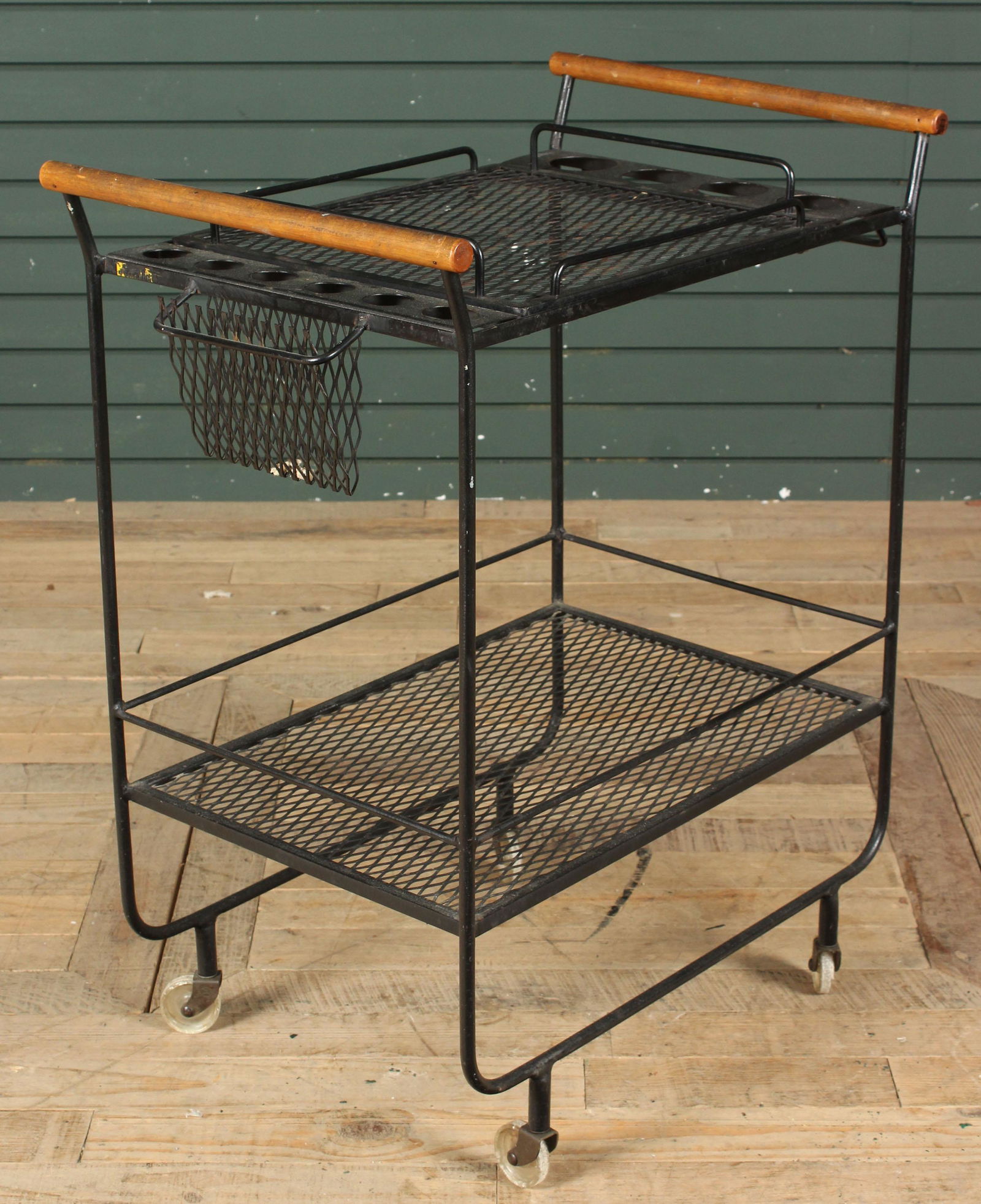 Vintage Mid Century Modern Wrought Iron Bar Cart (1 of 6)
