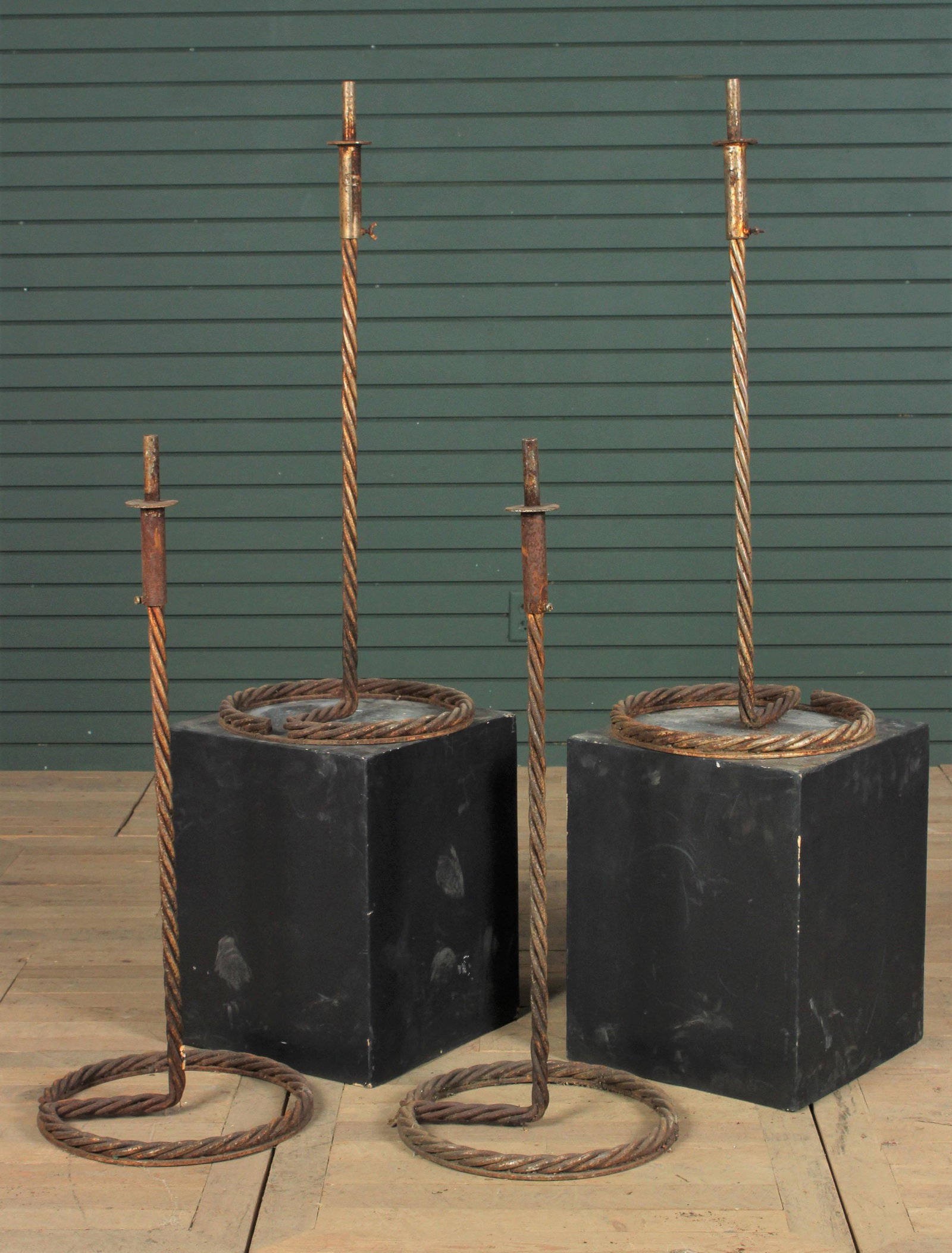 Four Rope Twist Iron Display Stands: Four Rope Twist Iron Stands Size: 39"H x 16" Dia