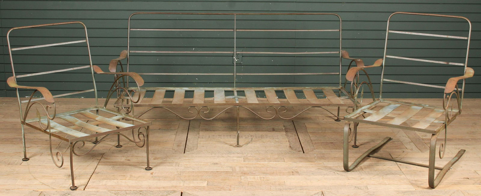 Vintage 3pc Woodard Style Wrought Iron Patio Set (1 of 7)