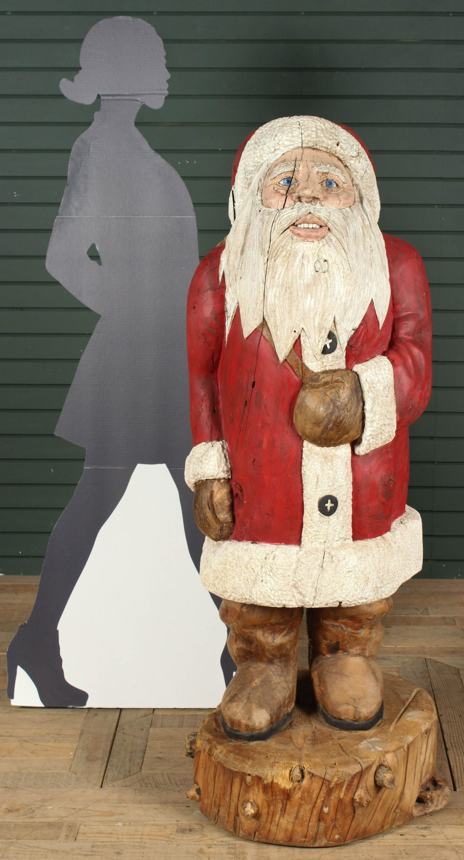 Folk Art Carved Timber Painted Santa Claus (1 of 7)