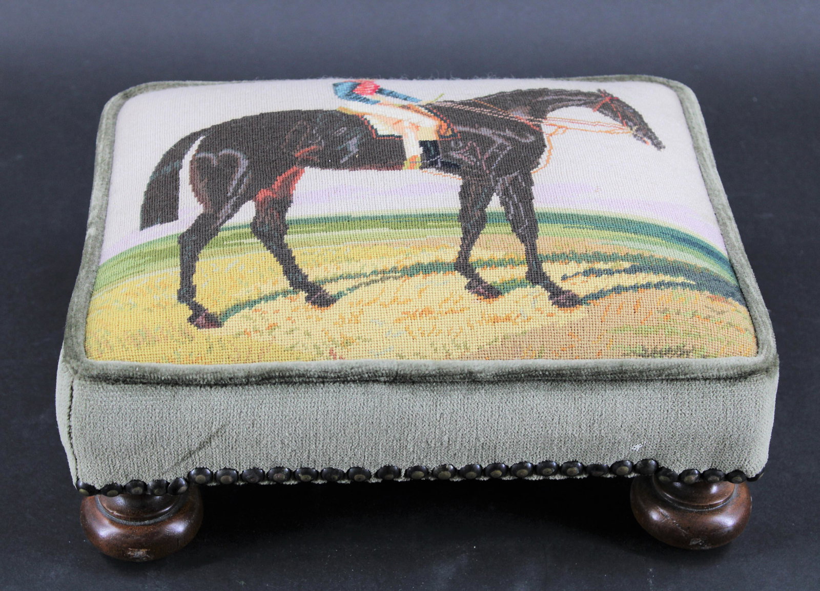 Equestrian Motif Tapestry Gout Stool (1 of 6)
