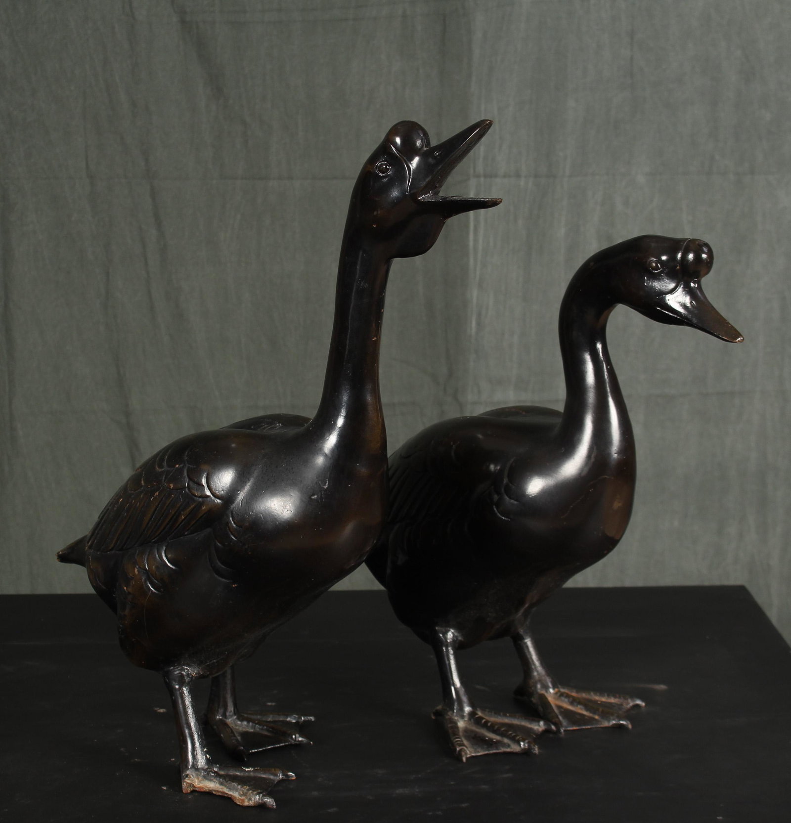 Pair Life Sized Cast Iron Geese. (1 of 13)