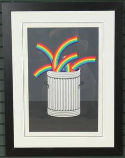 Patrick Hughes - Rubbish Rainbows 1978, 70/100: Patrick Hughes (English, b.1939) - Rubbish Rainbows 1978, 70/100. Signed, titled, and numbered. Size: Frame: 41.25" H x 32" W x 0.75" D; Sight: 30" H x 20.75" W