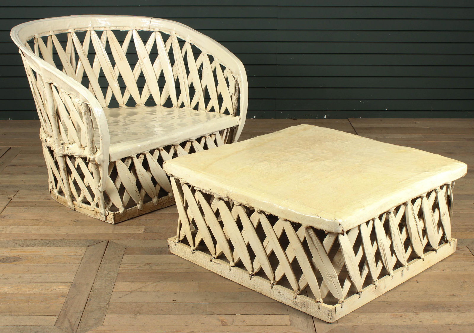 Mexican Equipale Style Chair and Ottoman (1 of 5)