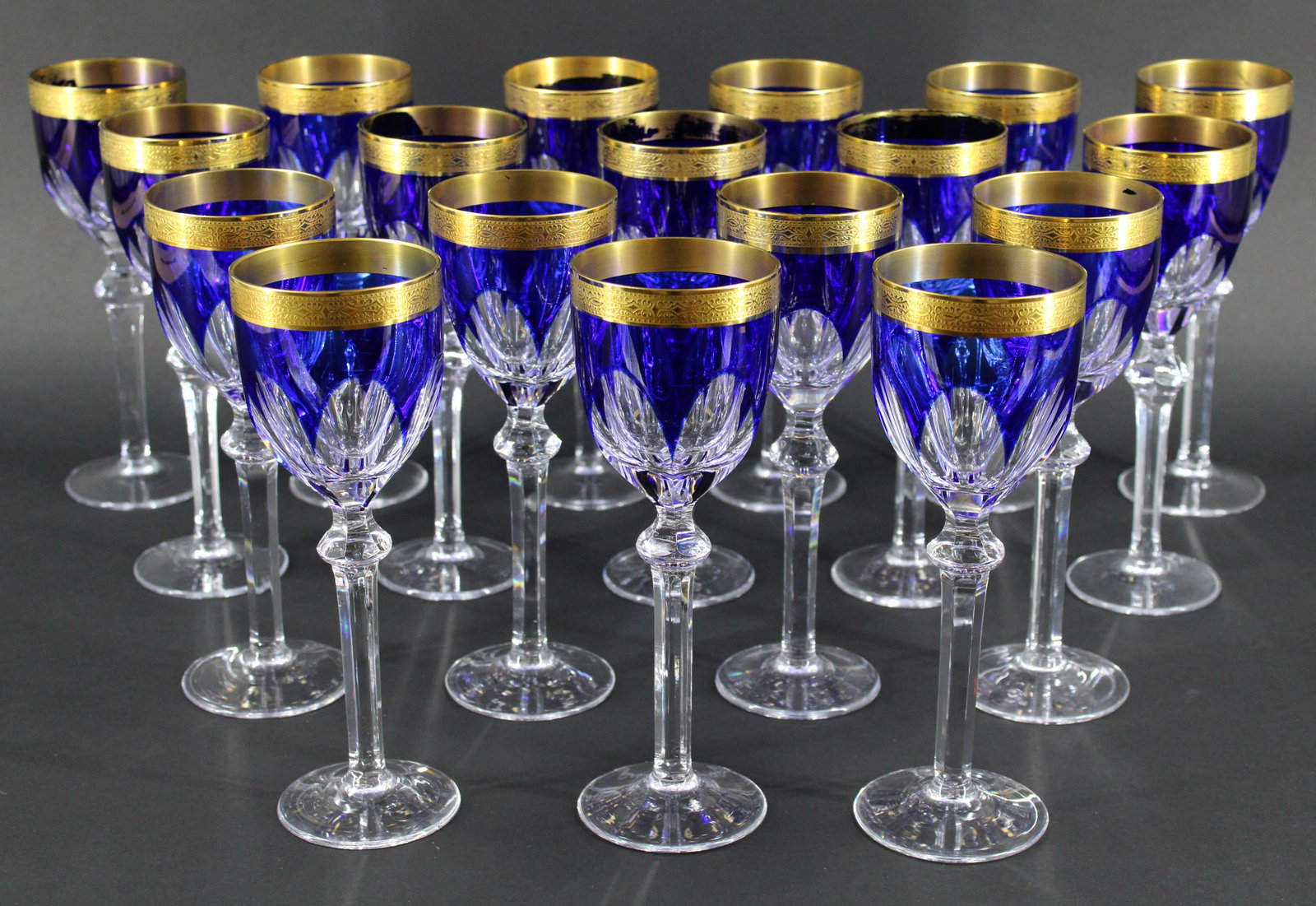 18 Moser Style Wine Stems: 18 Moser Style Wine Stems. Size: 9"H x 3.25"W