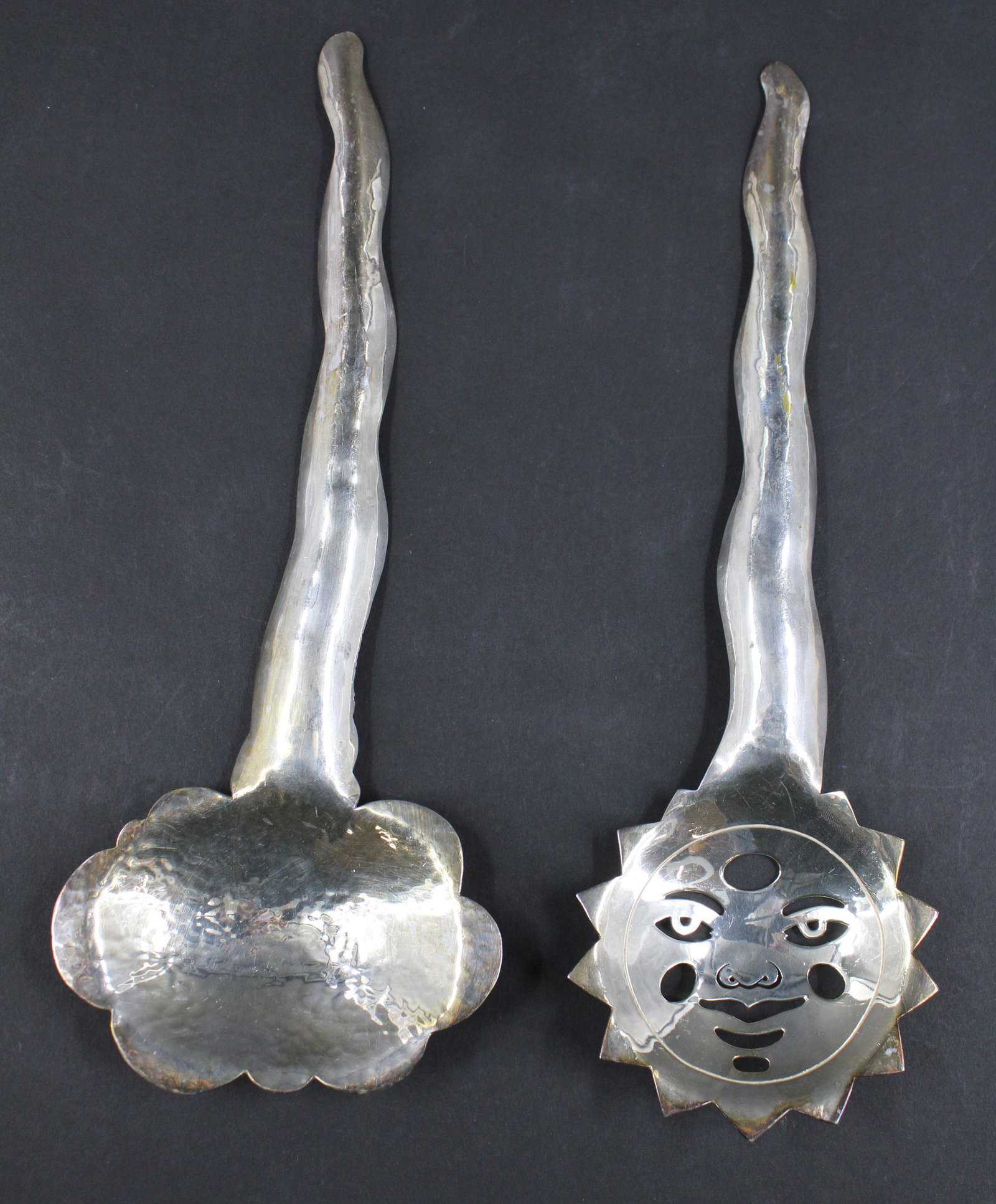 Emilia Castillo Taxco Silver Plated Salad Service: Emilia Castillo Taxco Silver Plated Salad Service. Mexican. Size: 12.5"H x 5"W