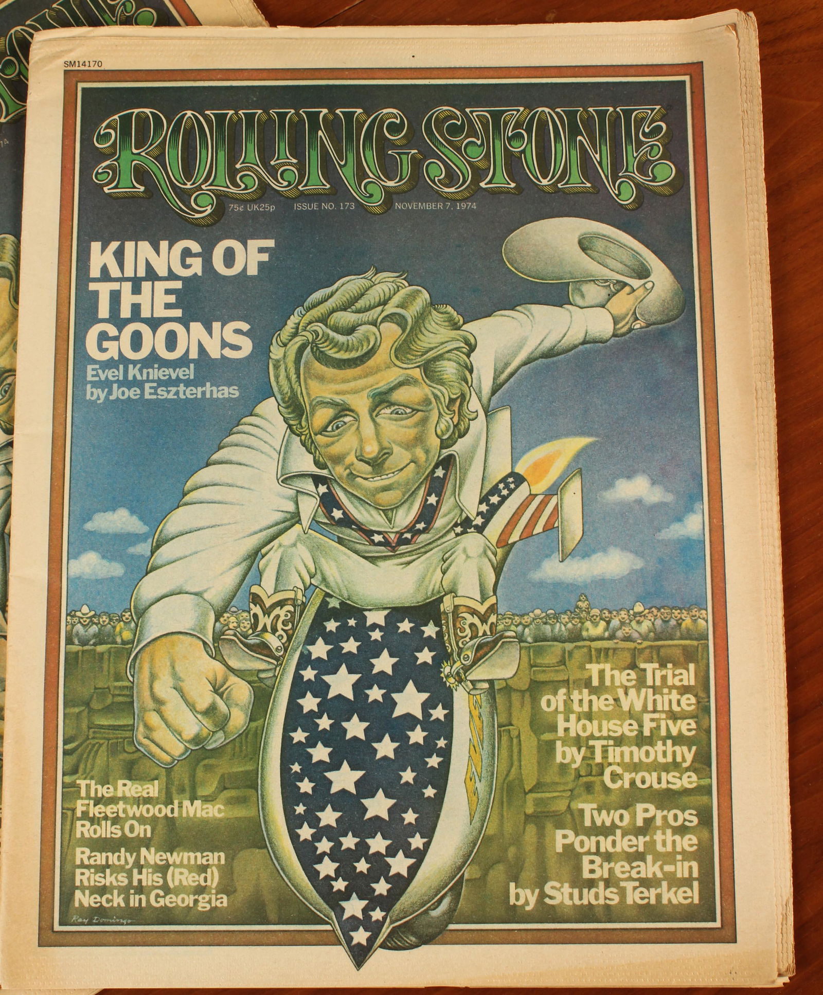4 Copies Rolling Stone Magazine November 7,1974: 4 Copies Rolling Stone Magazine November 7,1974. Featuring Evel Knievel on the cover. Size: 14.75" H x 11.75" W