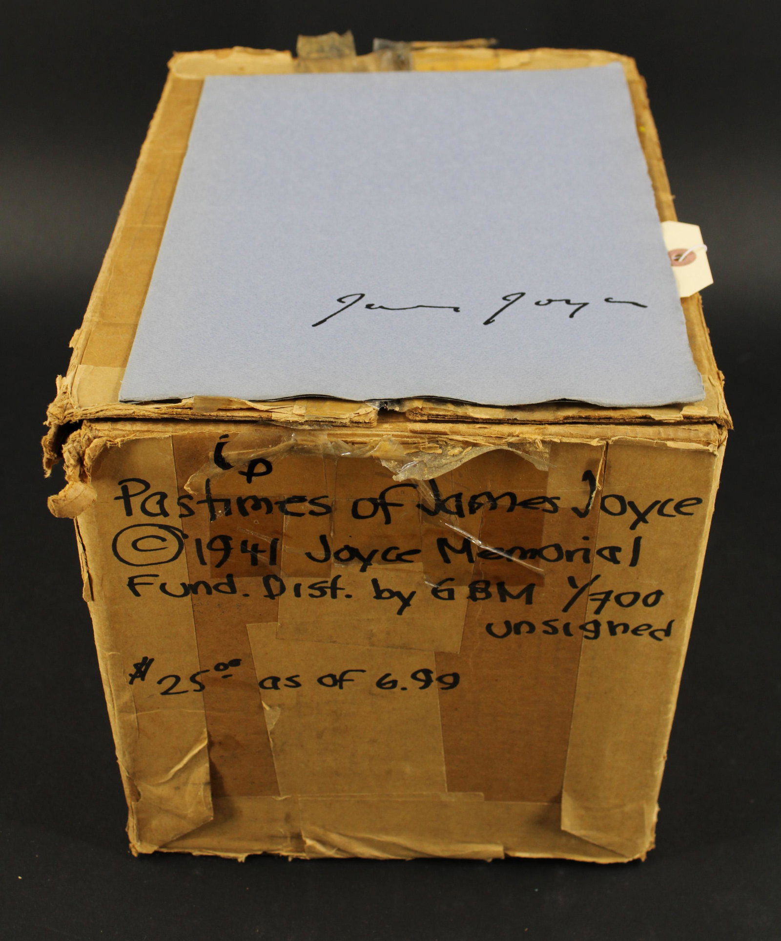 122 Copies of Pastimes of James Joyce: 122 Copies of "Pastimes of James Joyce" all numbered of 700 printed in wrappers by the Joyce Memorial Fund and distributed by Gotham Book Mart. Some have edge damage and discoloration on the bottom ed