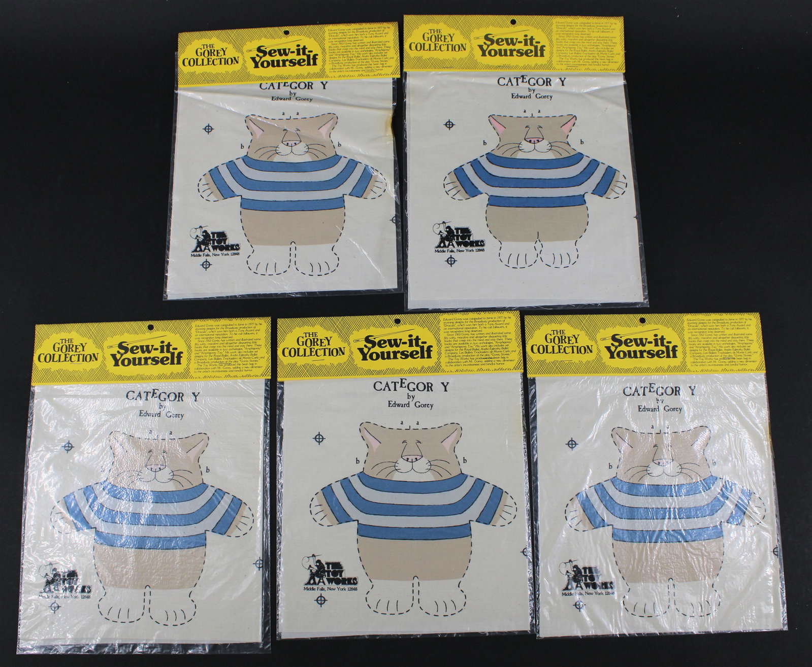 5 Edward Gorey Category Sew-It-Yourself Kits: 5 Edward Gorey Category Sew-It-Yourself Kits, The Toy Works. Size: 12.5"H x 9.5"W