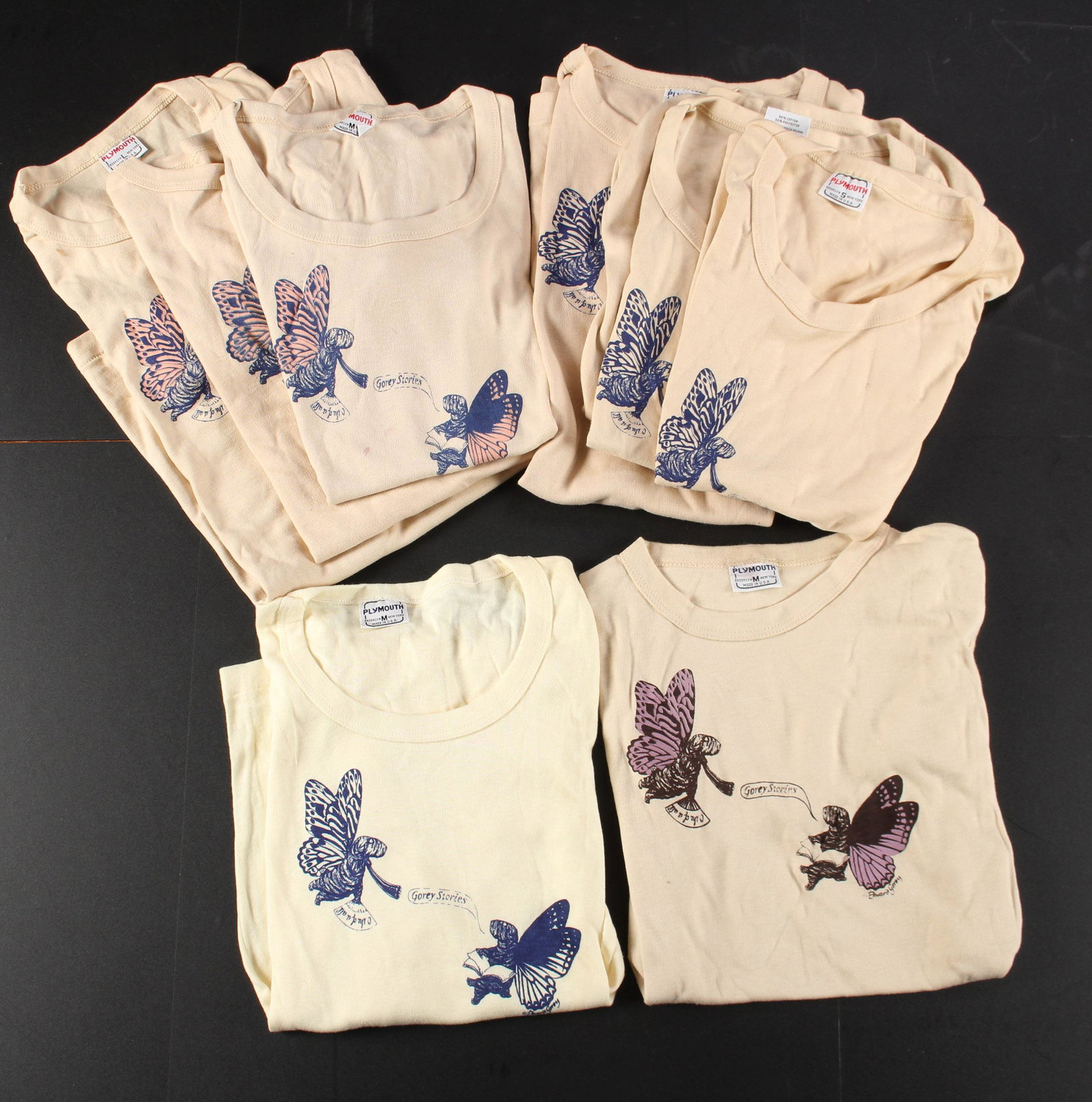 9 Vintage Edward Gorey Gorey Stories T-shirts: 9 Vintage Edward Gorey Gorey Stories T-shirts. Size: 1 Adult S, 5 Adult M, 2 Adult L, 1 Adult XL