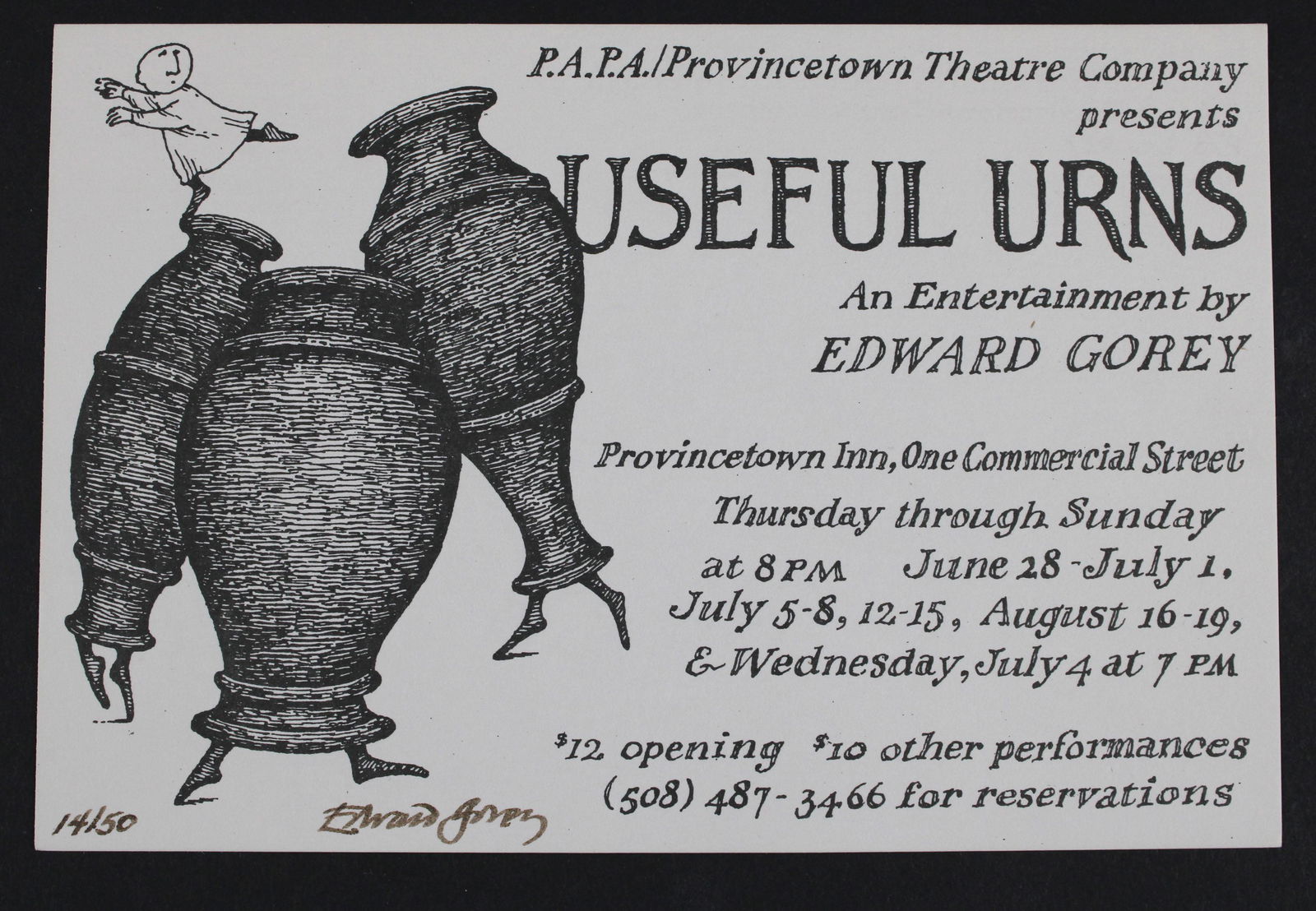 Edward Gorey, Useful Urns, Signed Postcard (1 of 3)