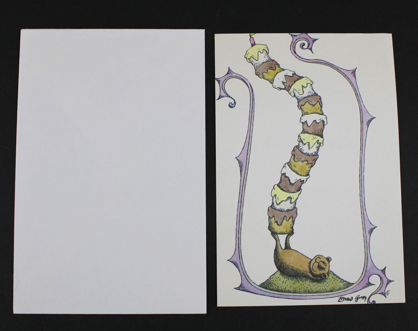 Vintage Signed Edward Gorey Birthday Card (1 of 7)