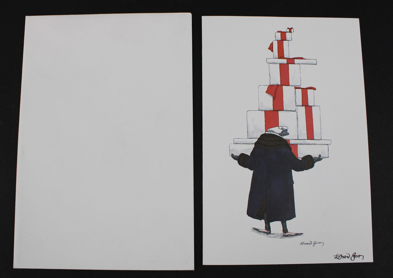 Vintage 1977 Edward Gorey Signed Christmas Card (1 of 6)