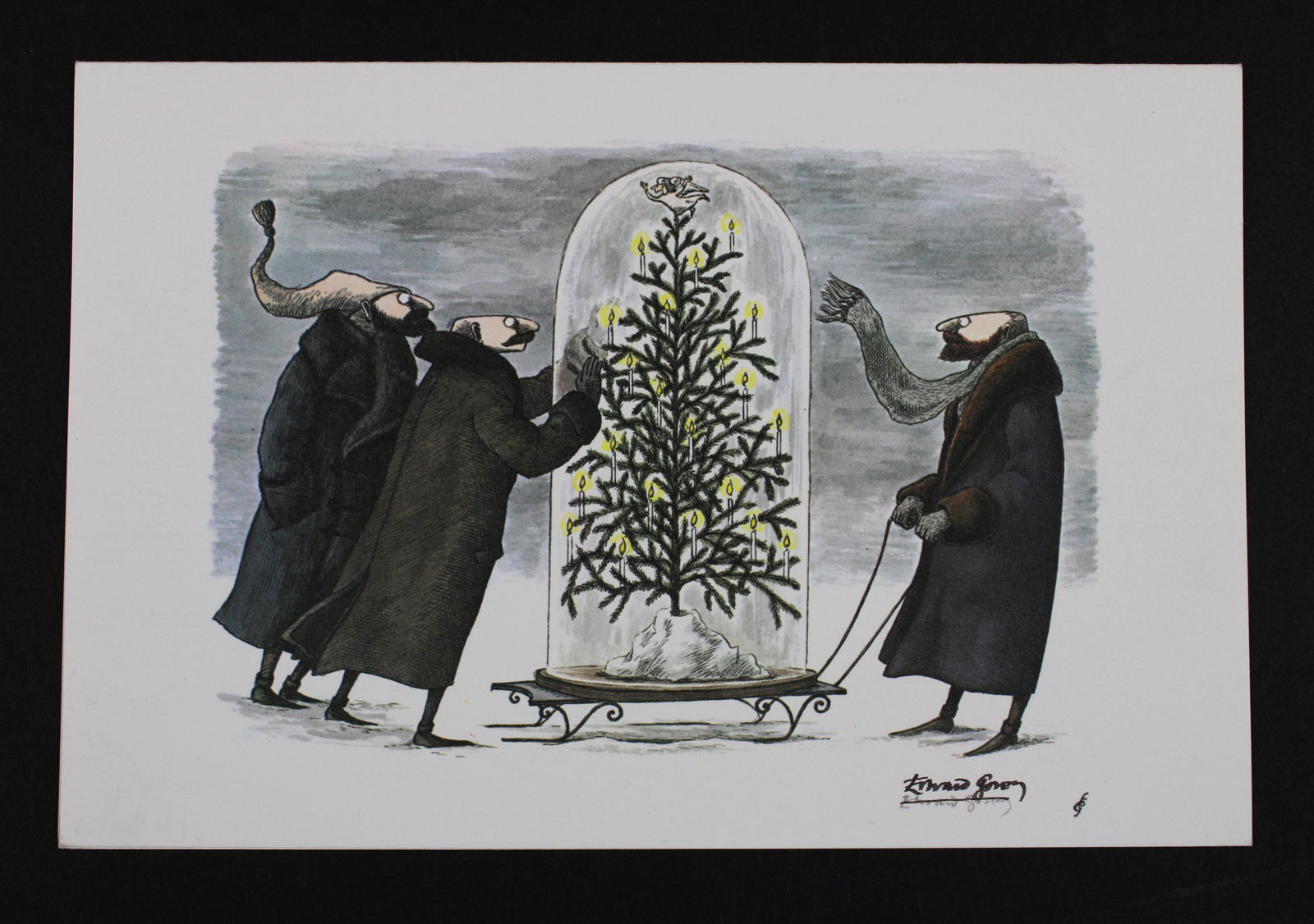 1977 GBM, Edward Gorey, Tree Delivery Xmas Card (1 of 5)