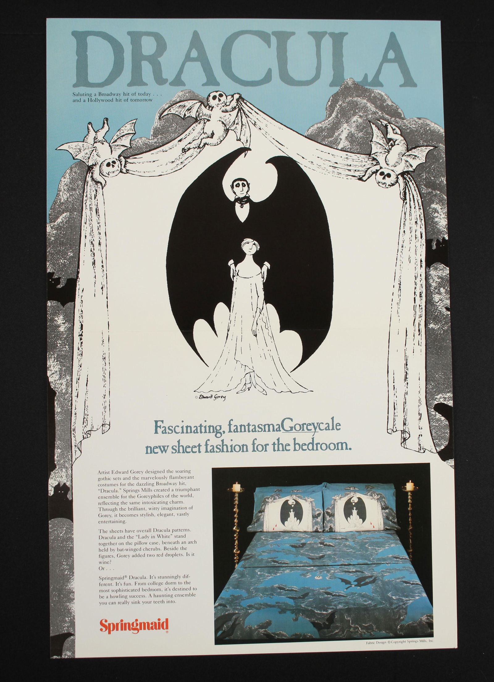 Edward Gorey, Springmaid, Dracula Home Goods Ad (1 of 6)