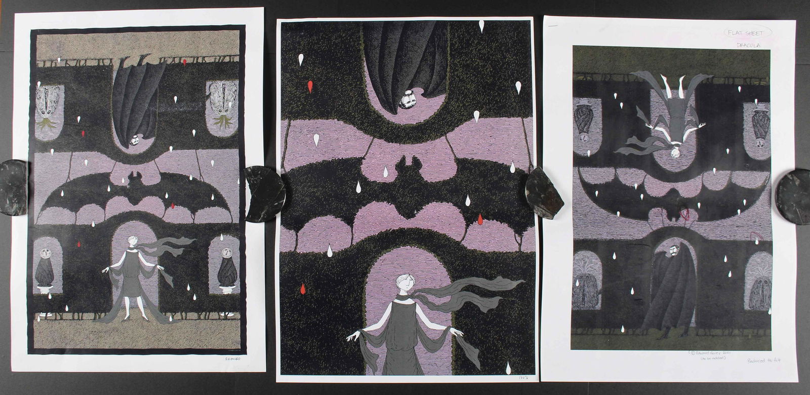 Edward Gorey, Dracula Gift Wrap Proof Sheets (1 of 6)