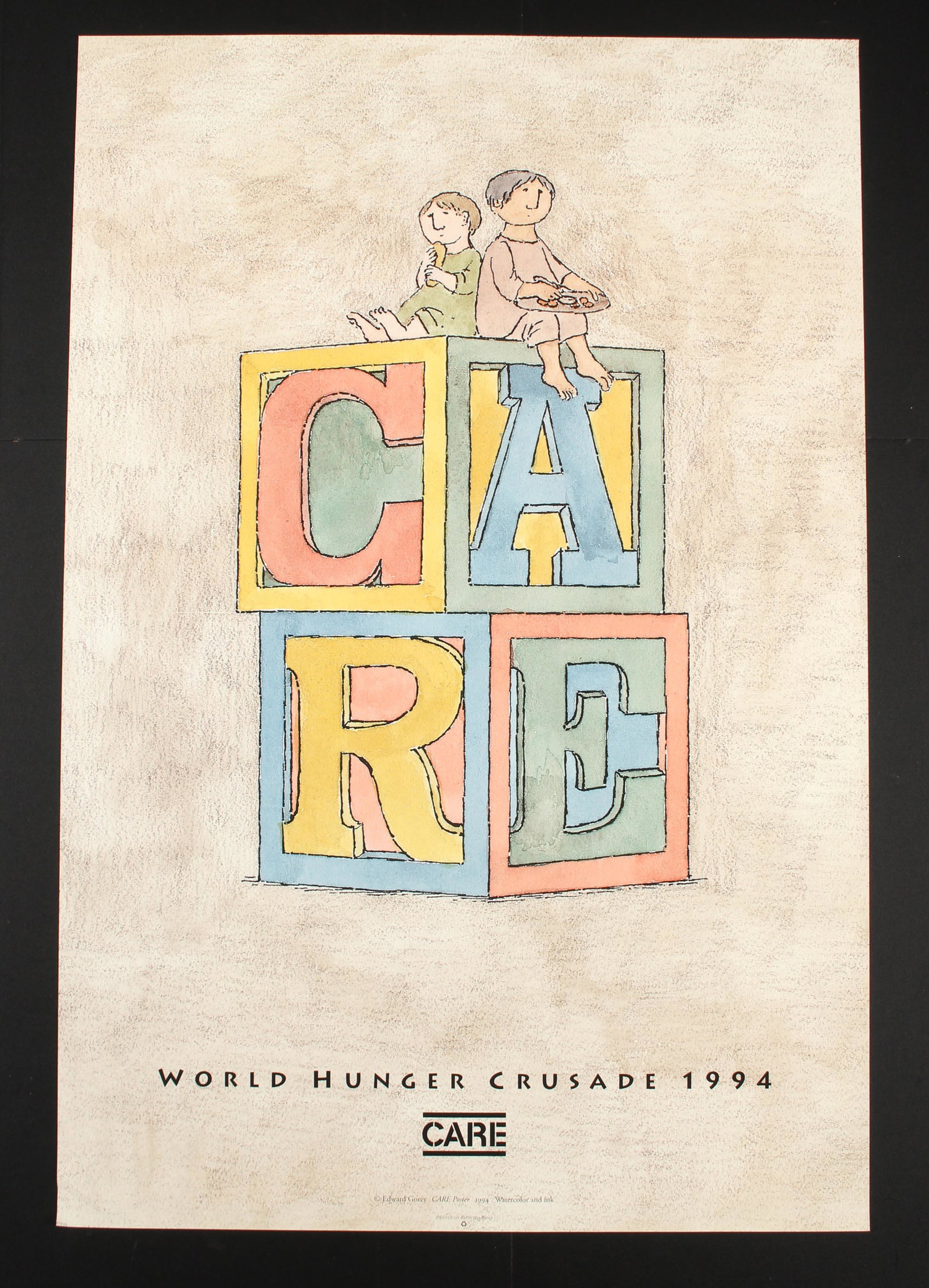 Edward Gorey, 1994 World Hunger Crusade Poster: Edward Gorey, 1994 World Hunger Crusade Poster. Size: 30" x 20"