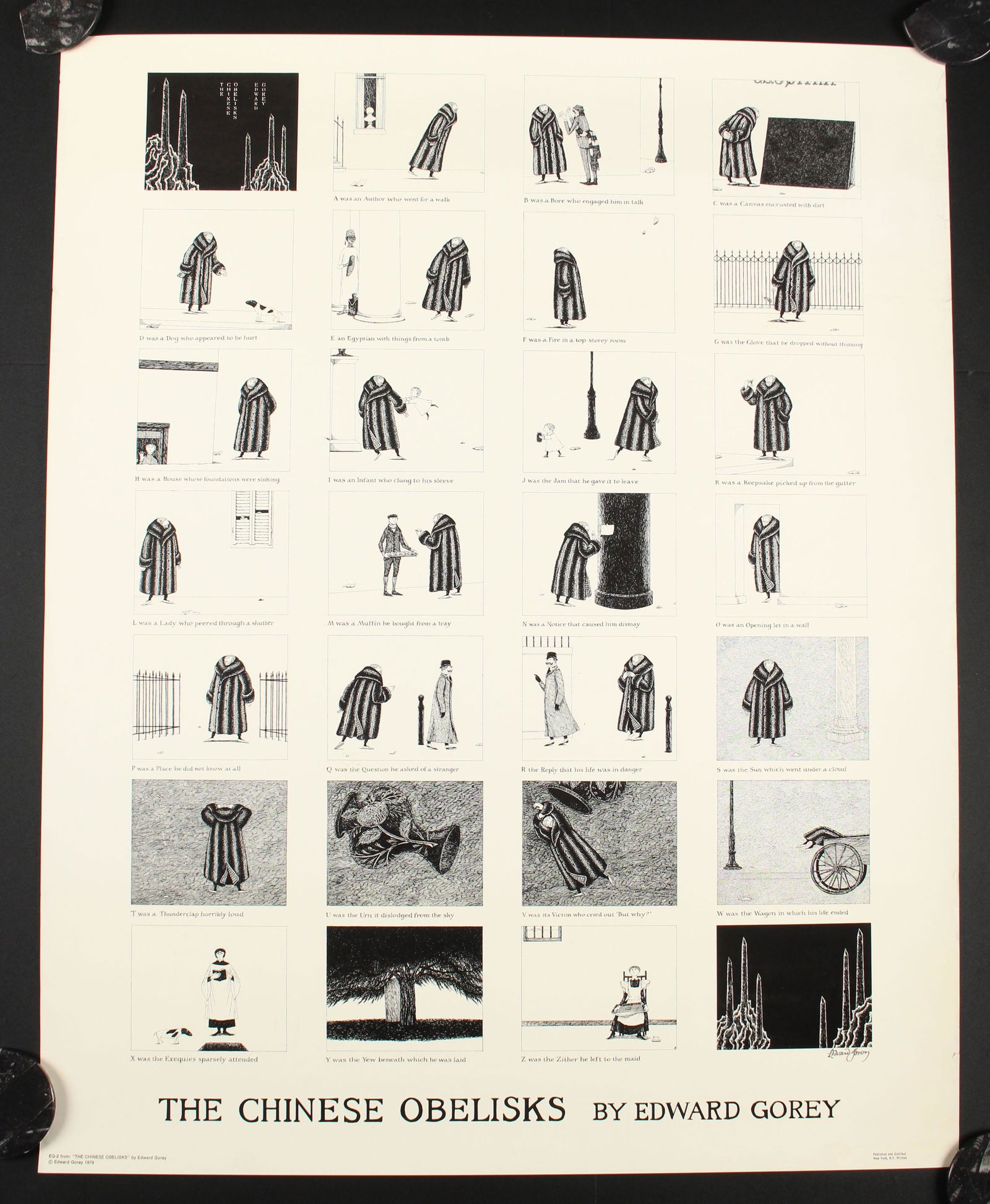Edward Gorey Signed, The Chinese Obelisks Poster (1 of 6)