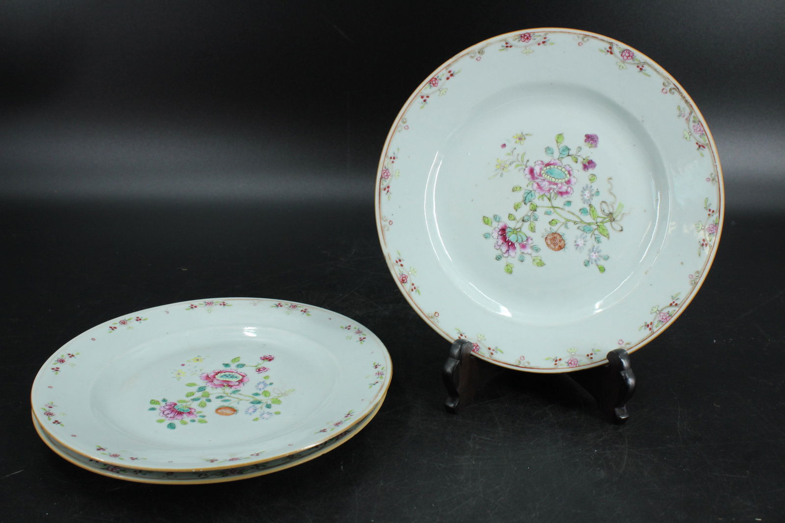 3 Chinese Export Hand Painted Plates (1 of 9)
