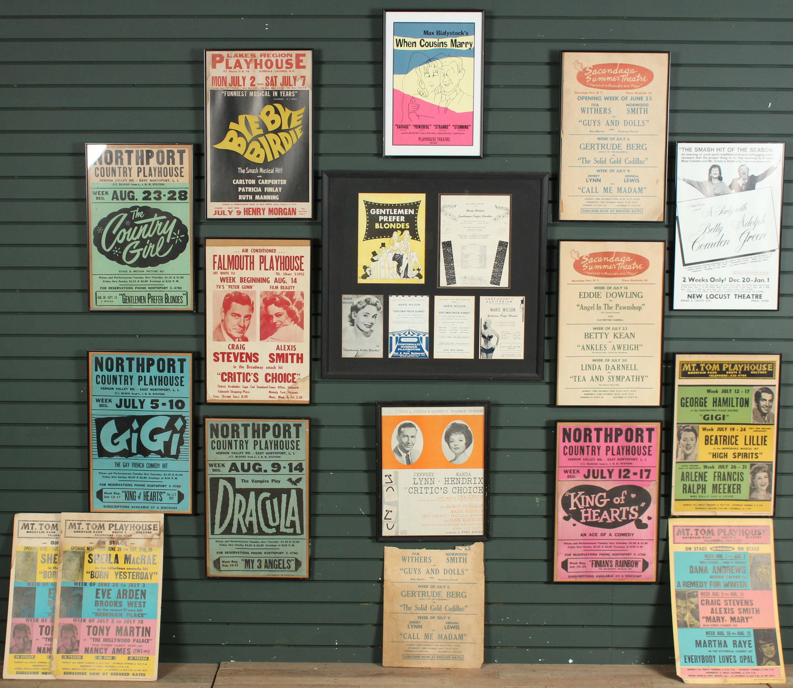 Collection of Theatre Playhouse Lobby Posters: Collection of Theatre Lobby Posters. Size: Largest: 27.5" H x 29.5" W x 1" D