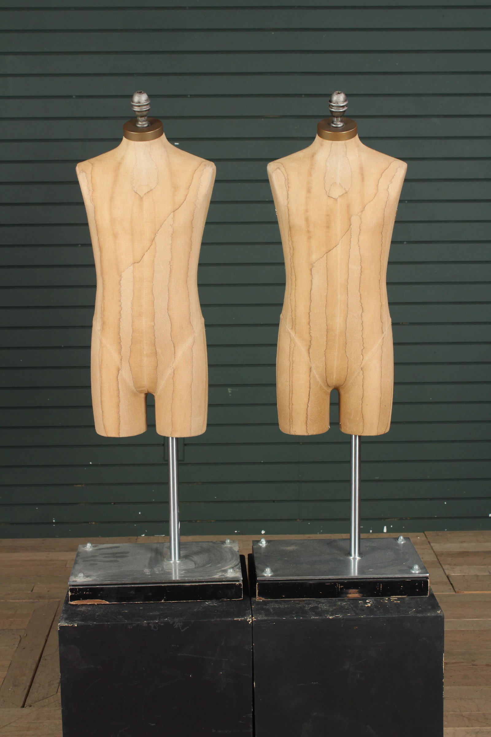 Decorative Garniture Pair Child Sized Mannequins: Decorative Garniture Pair Child Sized Mannequins. Size: overall 43", body 27" x 12" x 6", base 15" x 10"