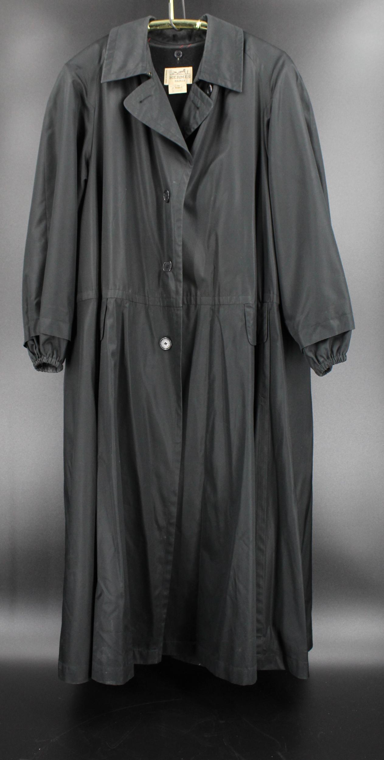 Hermes Black Silk Overcoat with Cashmere Liner (1 of 8)